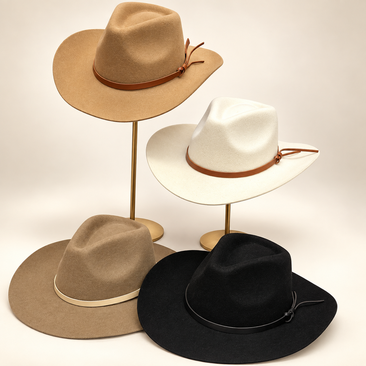 Classic Wool Cowboy Hat with Leather Belt