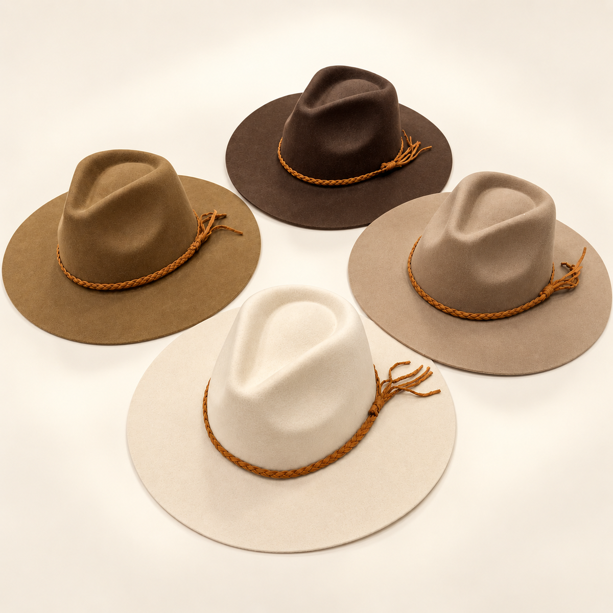 Wool Rancher Hat with Braided Suede Belt
