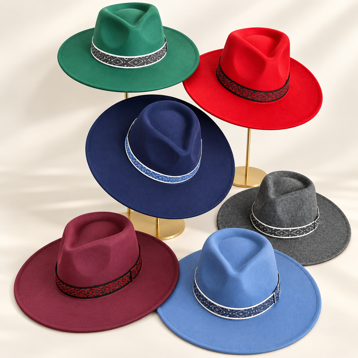 Vegan Felt Panama Hat with Jacquard Band