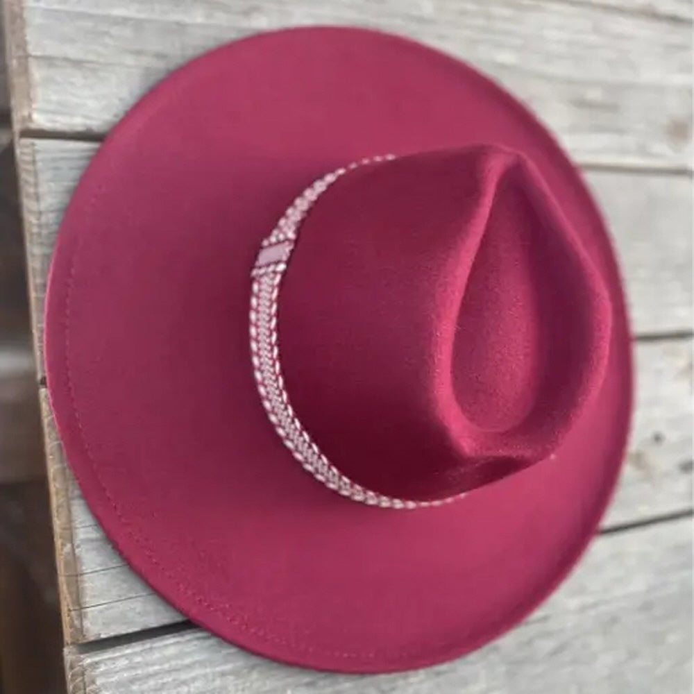 VEGAN FELT PANAMA HAT  W/ JACQUARD TAPE