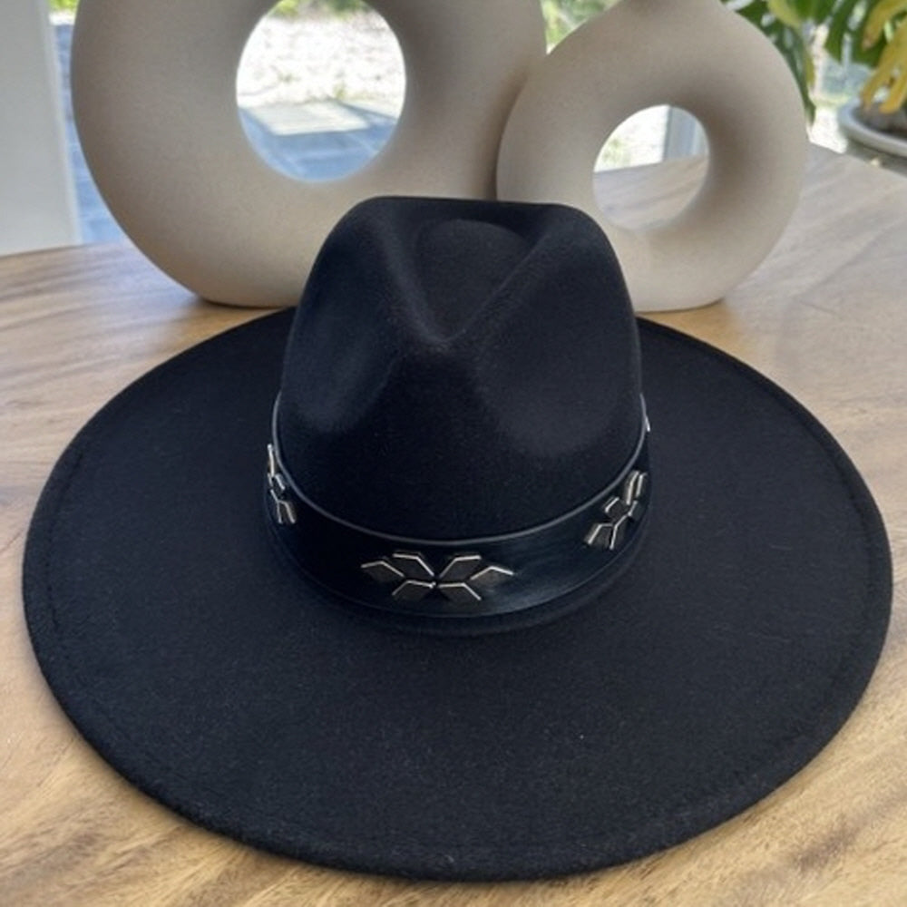 VEGAN FELT FEDORA  W/ LEATHER BELT