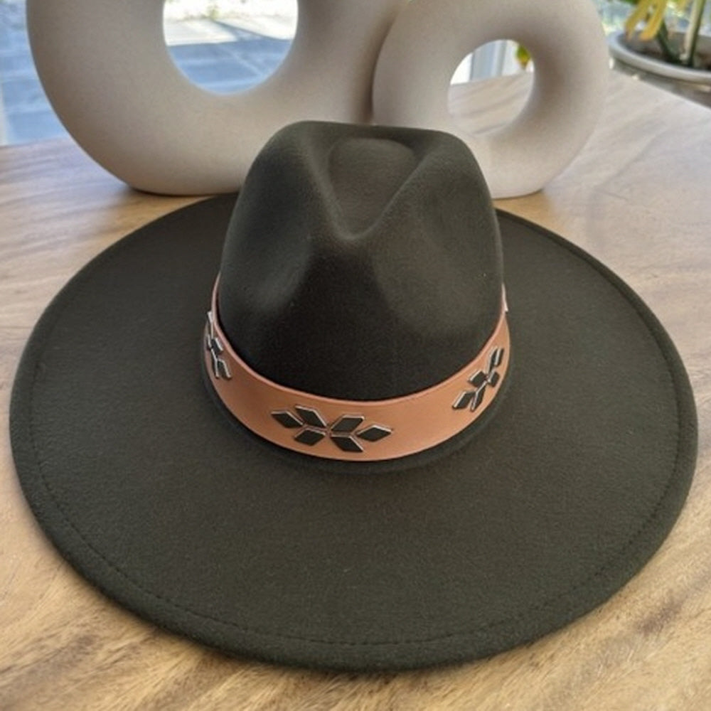 VEGAN FELT FEDORA  W/ LEATHER BELT