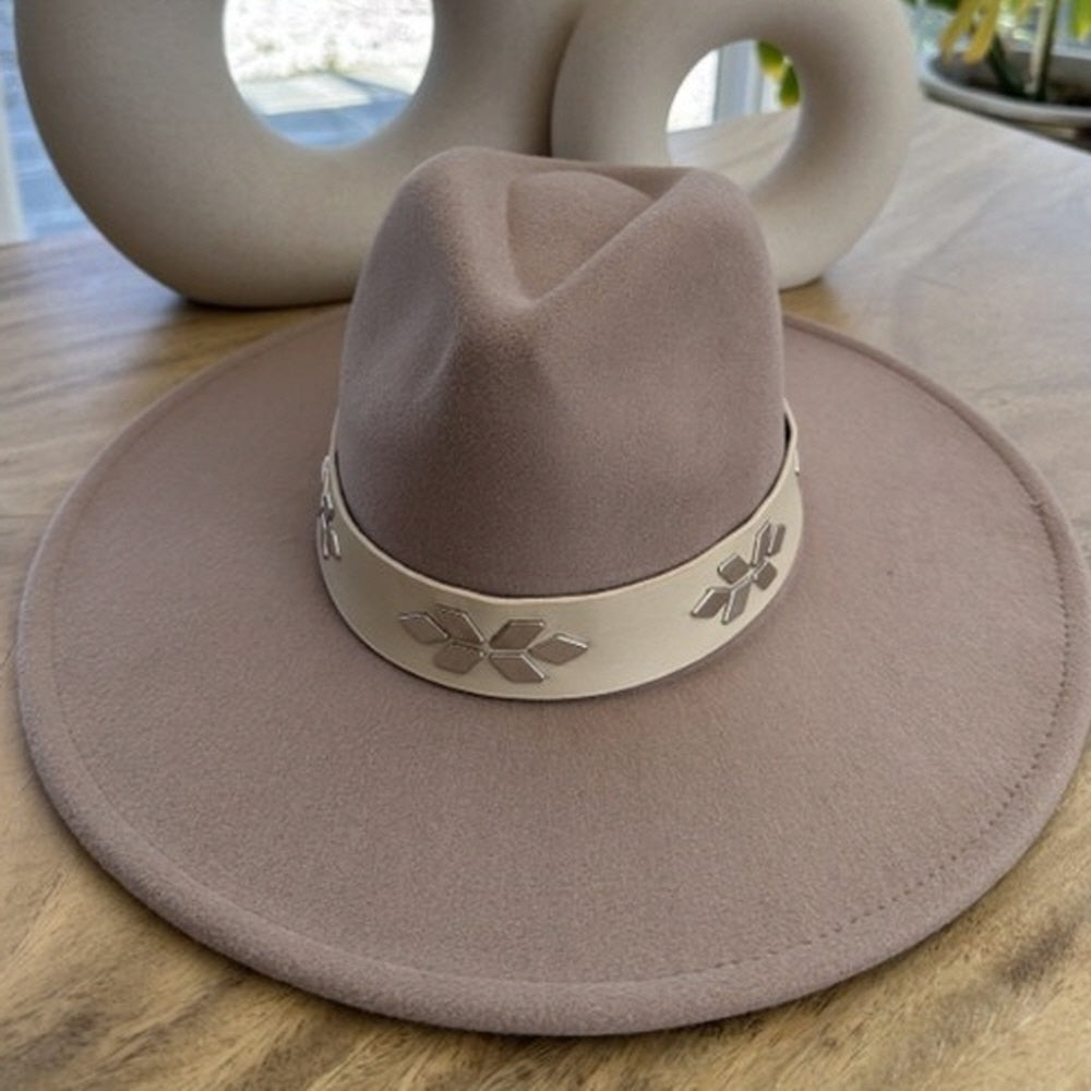 VEGAN FELT FEDORA  W/ LEATHER BELT