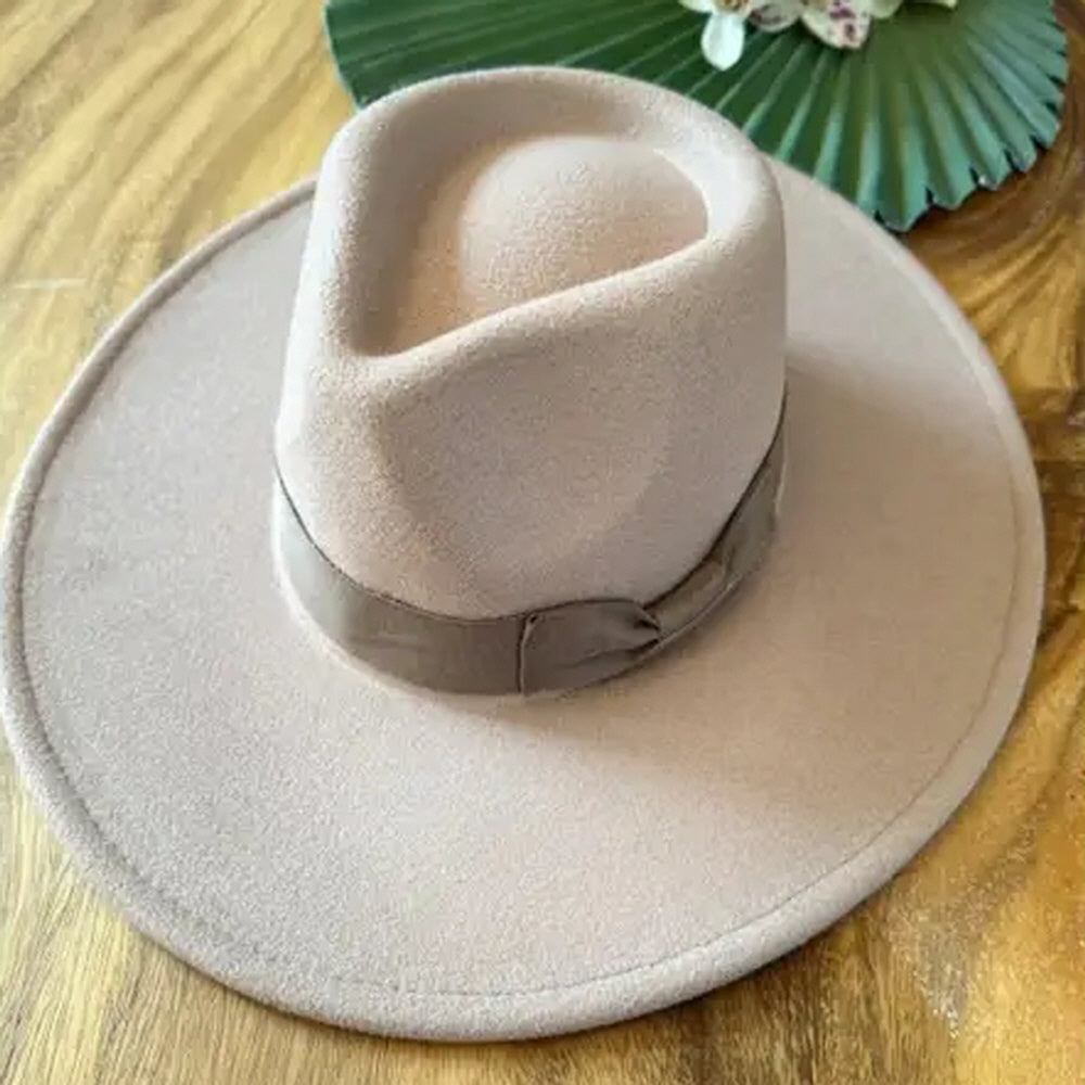 VEGAN FELT RANCHER WITH RIBBON