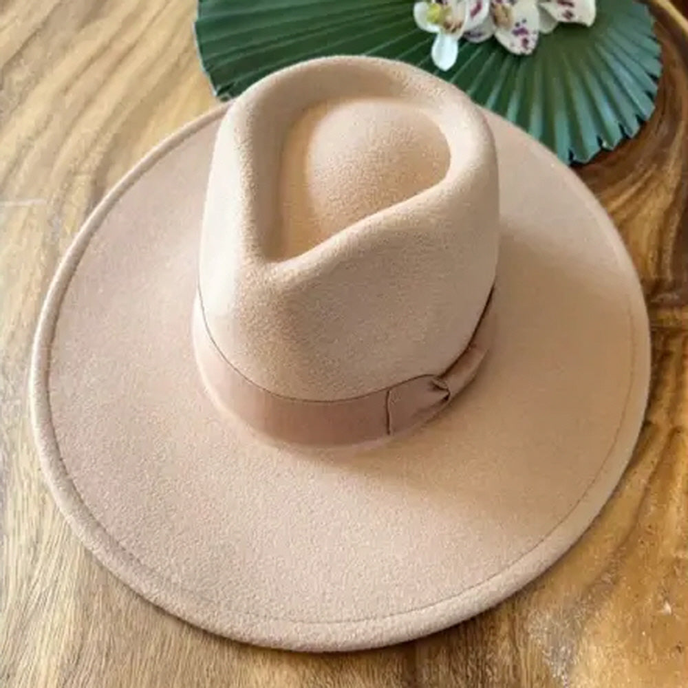 VEGAN FELT RANCHER WITH RIBBON