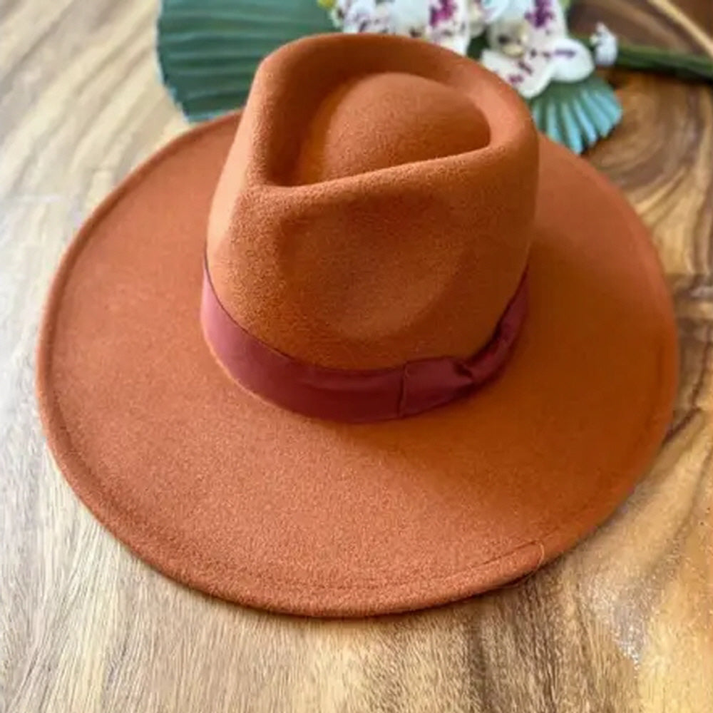 VEGAN FELT RANCHER WITH RIBBON