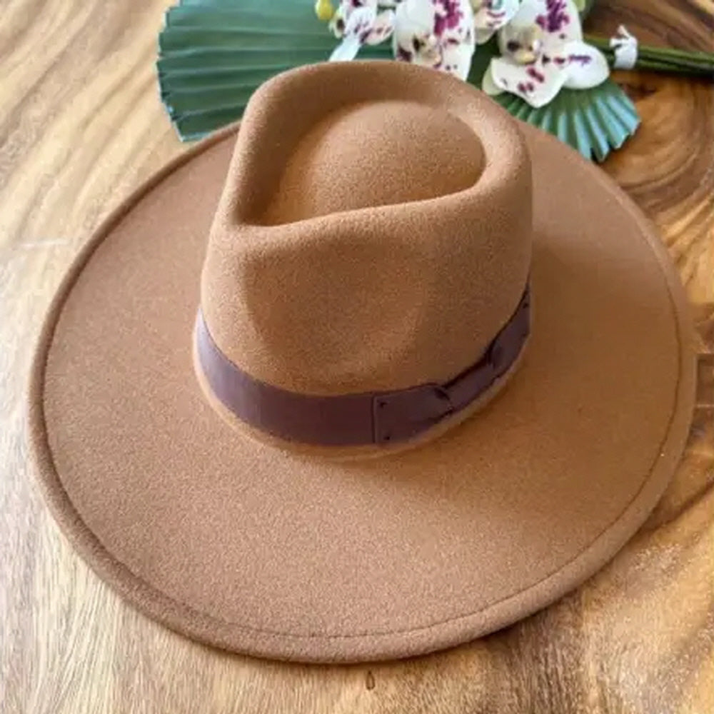 VEGAN FELT RANCHER WITH RIBBON