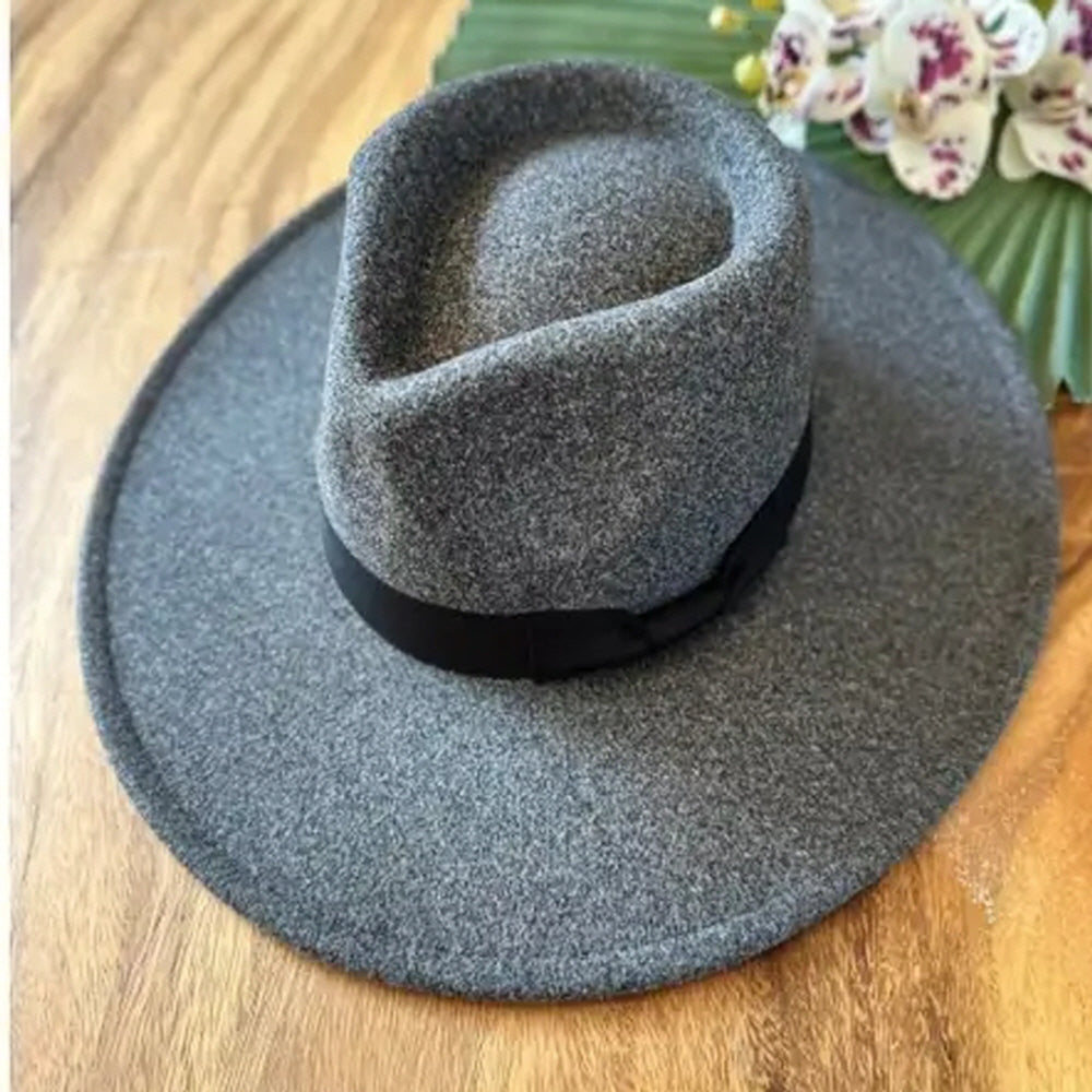 VEGAN FELT RANCHER WITH RIBBON