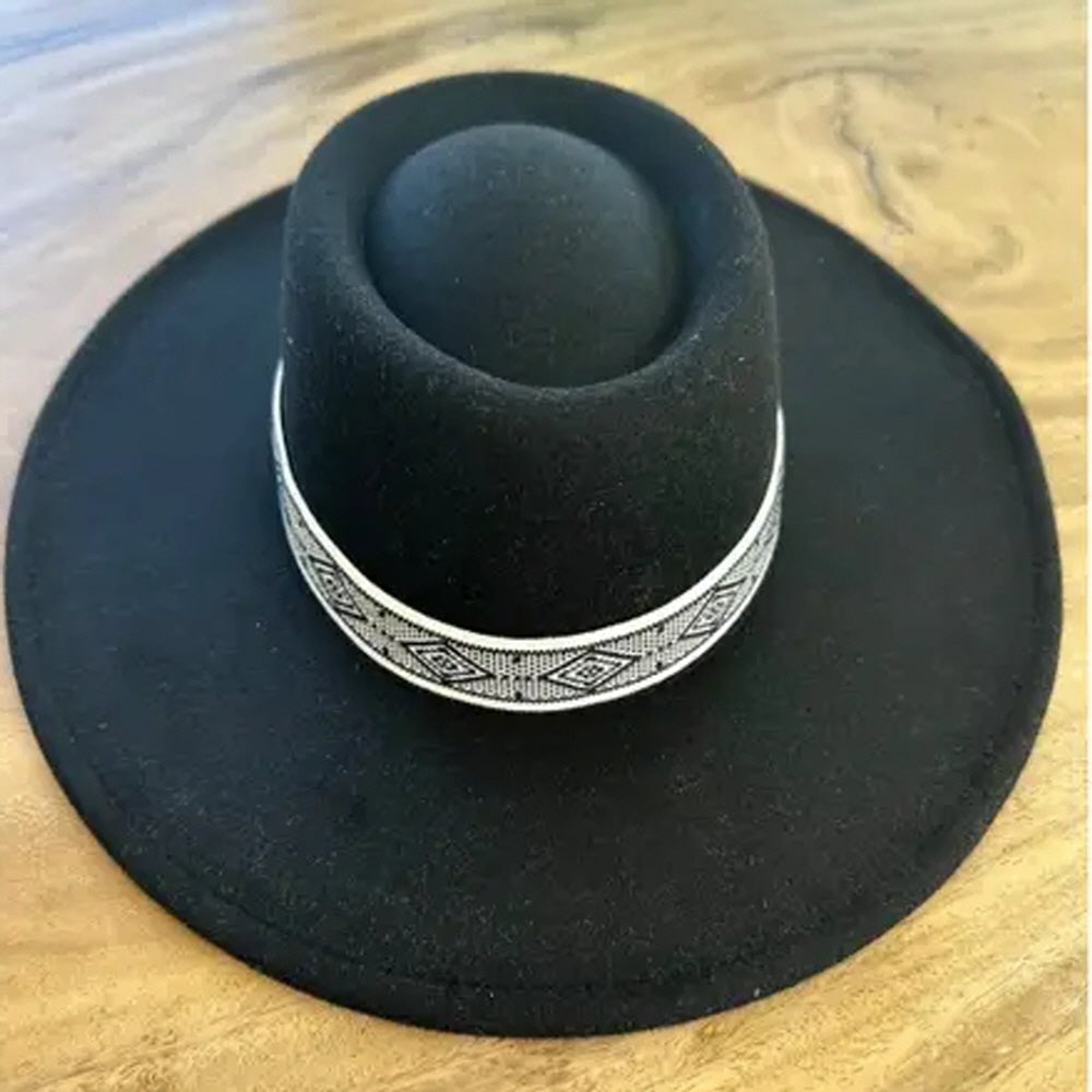 VEGAN FELT GAMLBLER HAT  WITH JACQUARD TAPE (Copy)