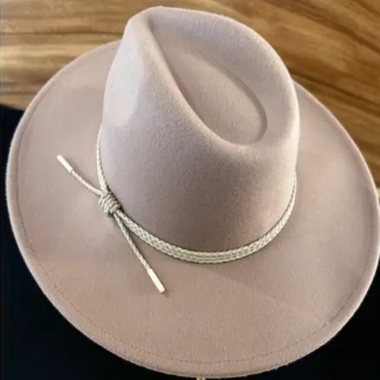 VEGAN FELT FLAT BRIM PANAMA HAT