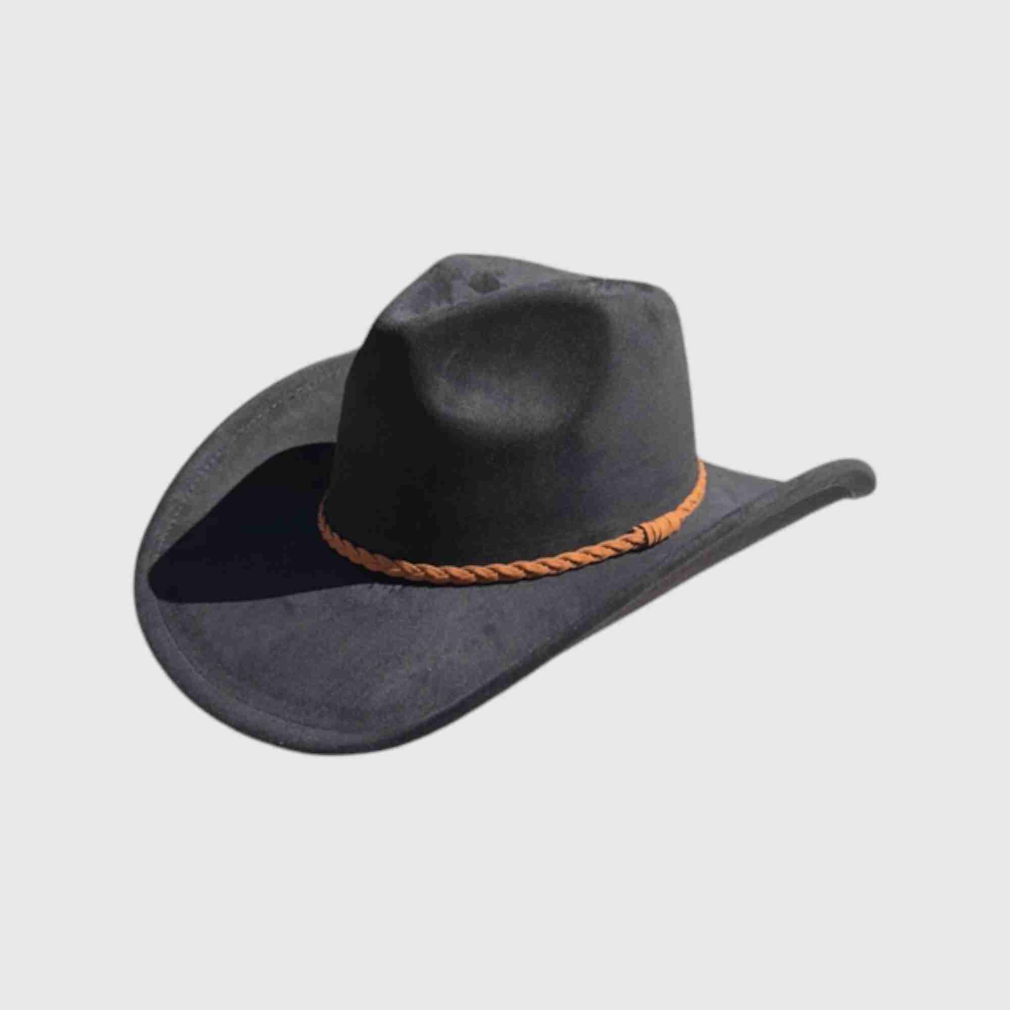 Vegan Suede Cowboy Hat – Braided Band Western