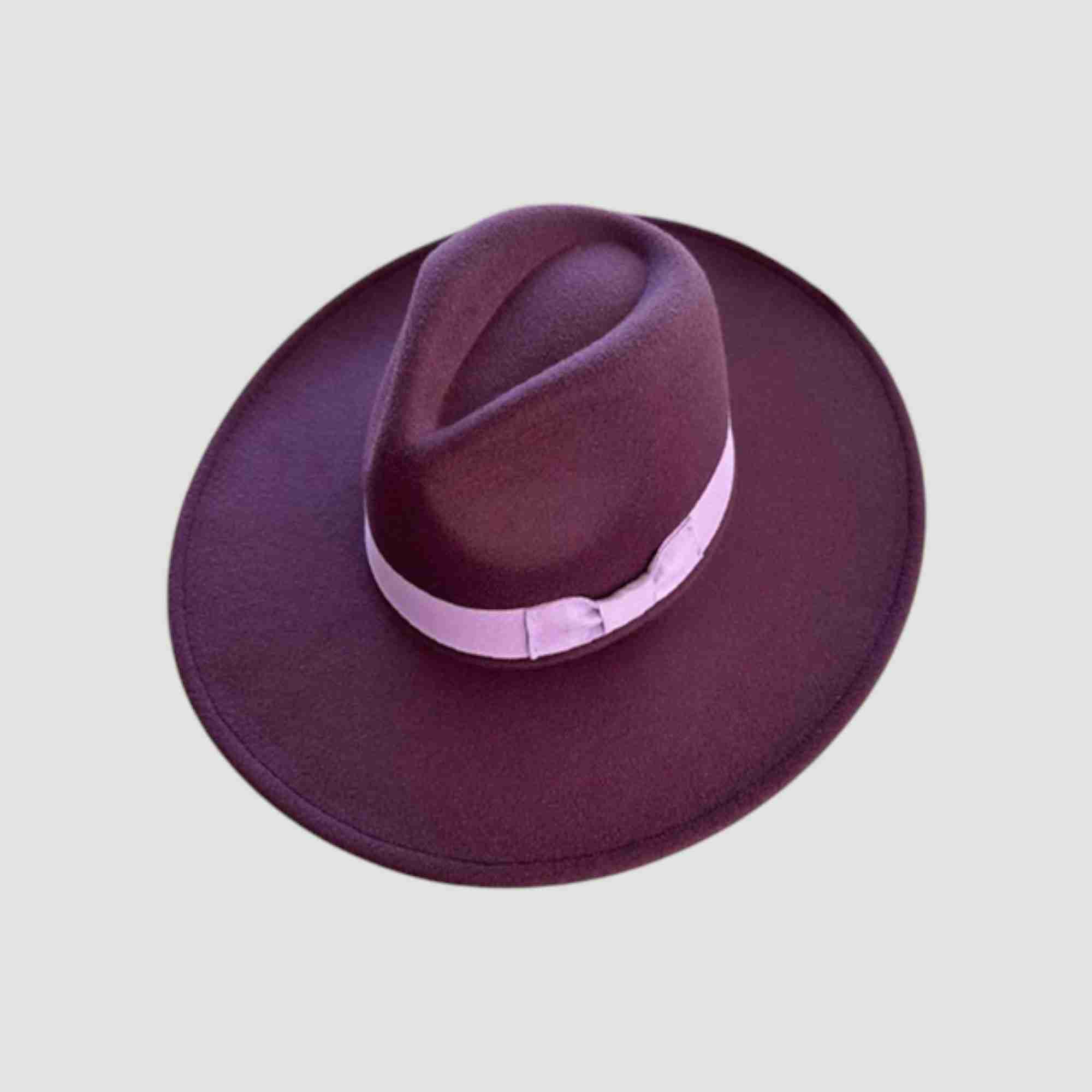 Vegan Felt Wide Brim Panama Rancher Hat Matching grosgrain band-24 Colors