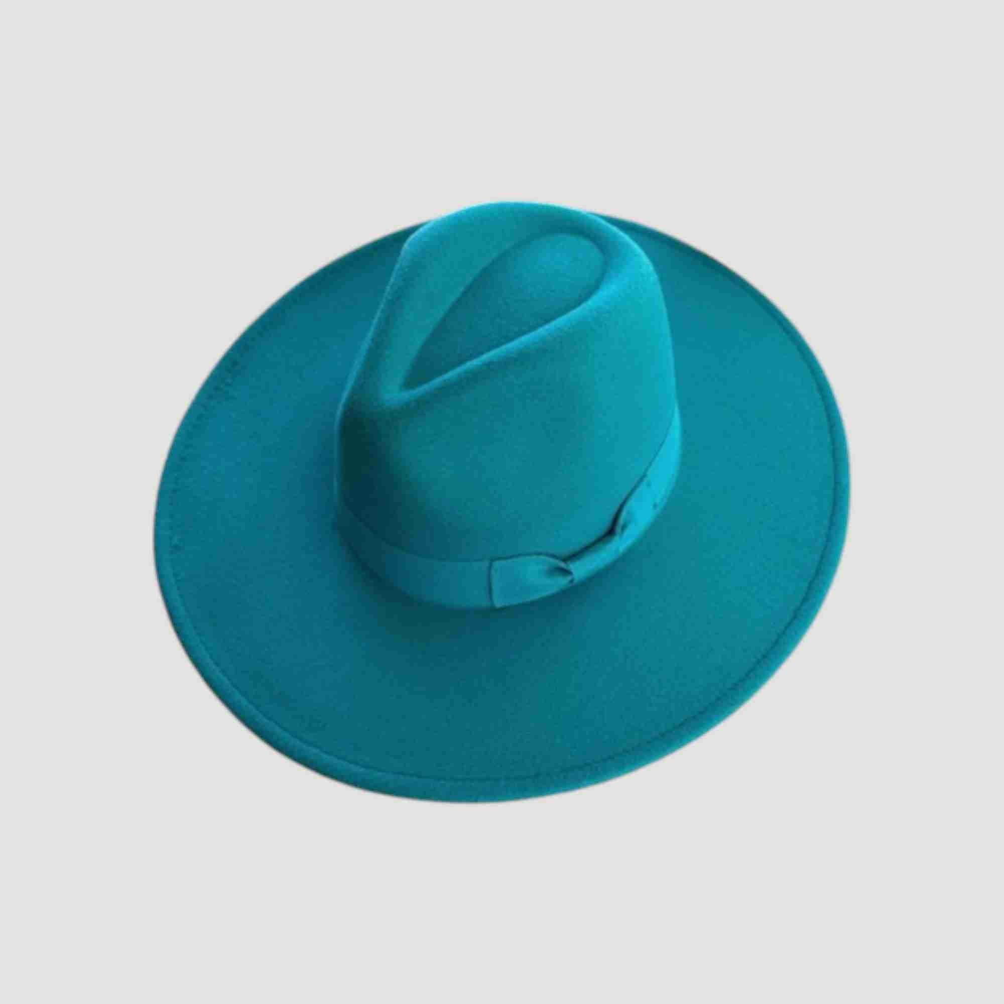 Vegan Felt Wide Brim Panama Rancher Hat Matching grosgrain band-24 Colors