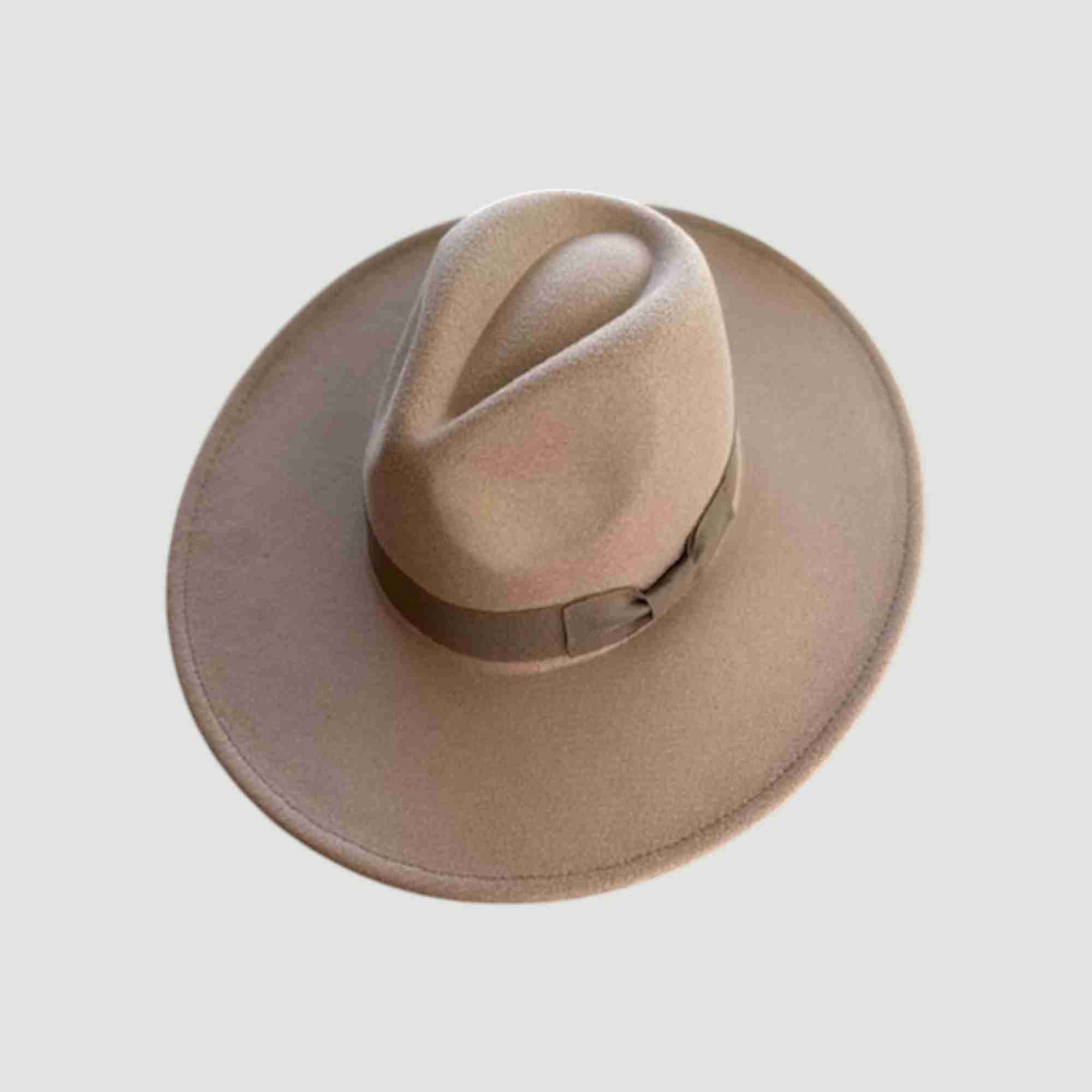 Vegan Felt Wide Brim Panama Rancher Hat Matching grosgrain band-24 Colors