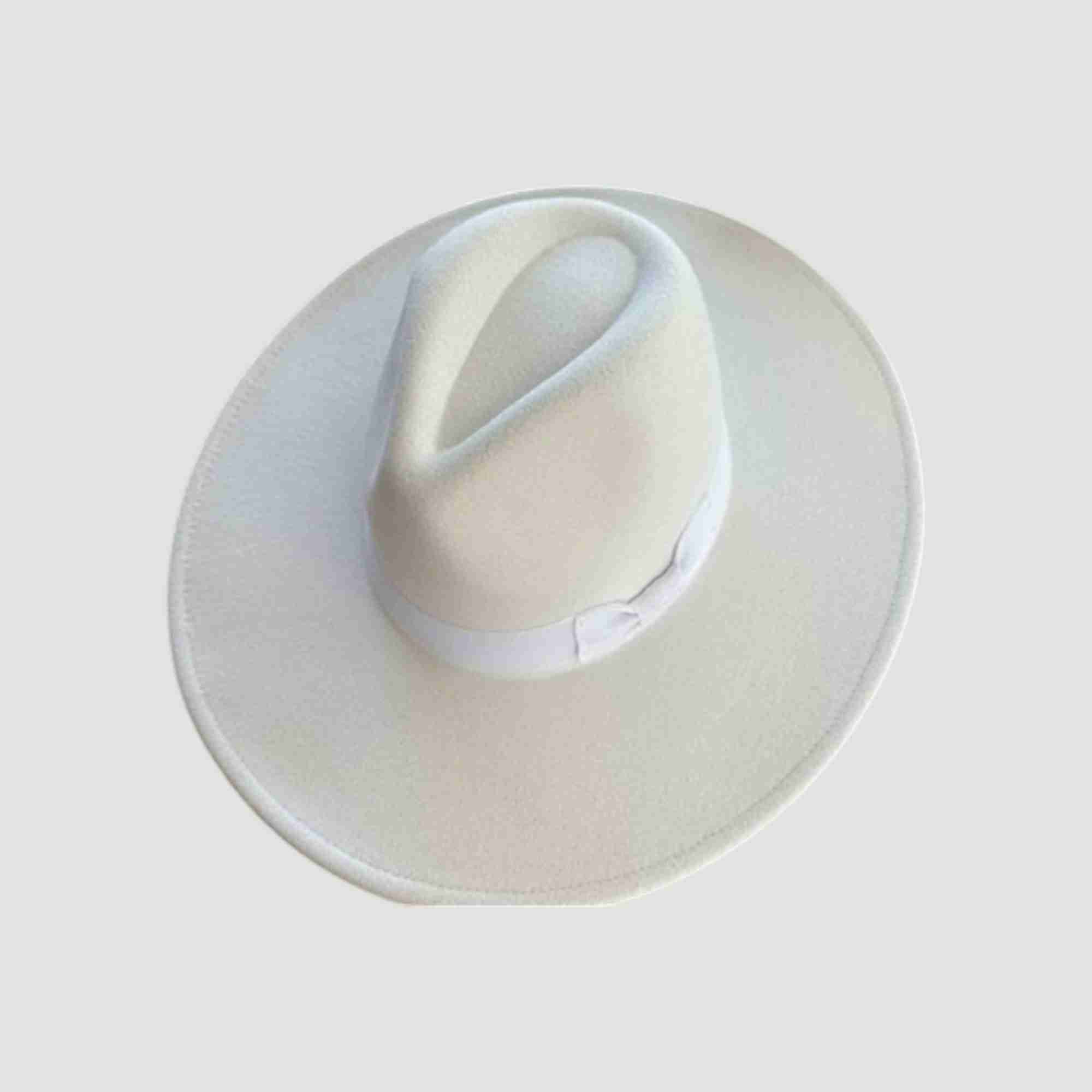 Vegan Felt Wide Brim Panama Rancher Hat Matching grosgrain band-24 Colors