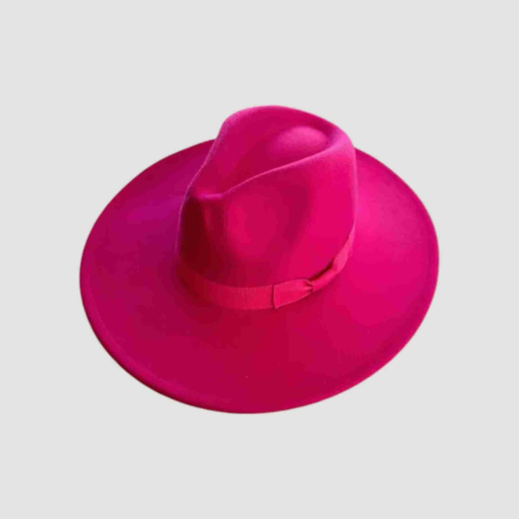 Vegan Felt Wide Brim Panama Rancher Hat Matching grosgrain band-24 Colors