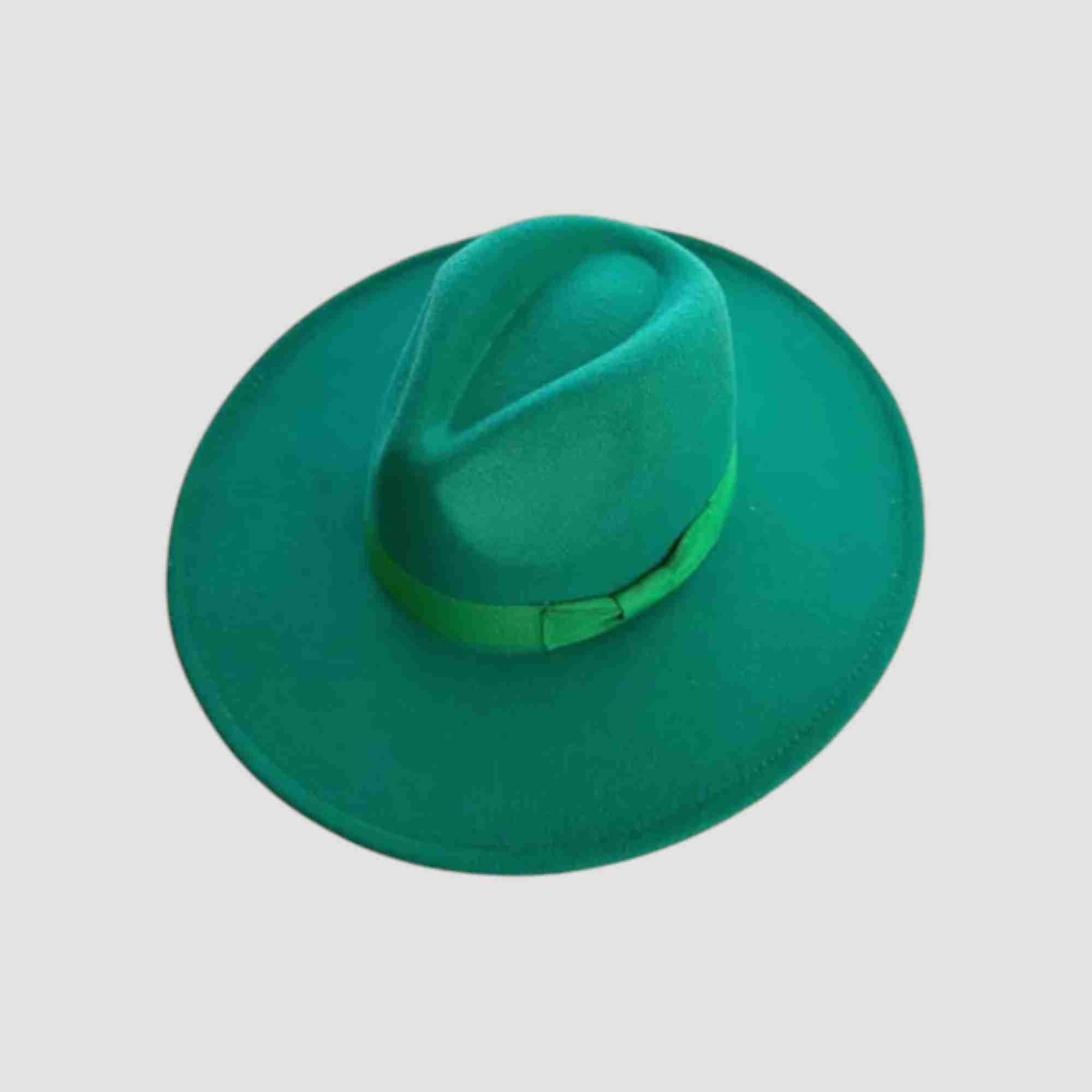 Vegan Felt Wide Brim Panama Rancher Hat Matching grosgrain band-24 Colors