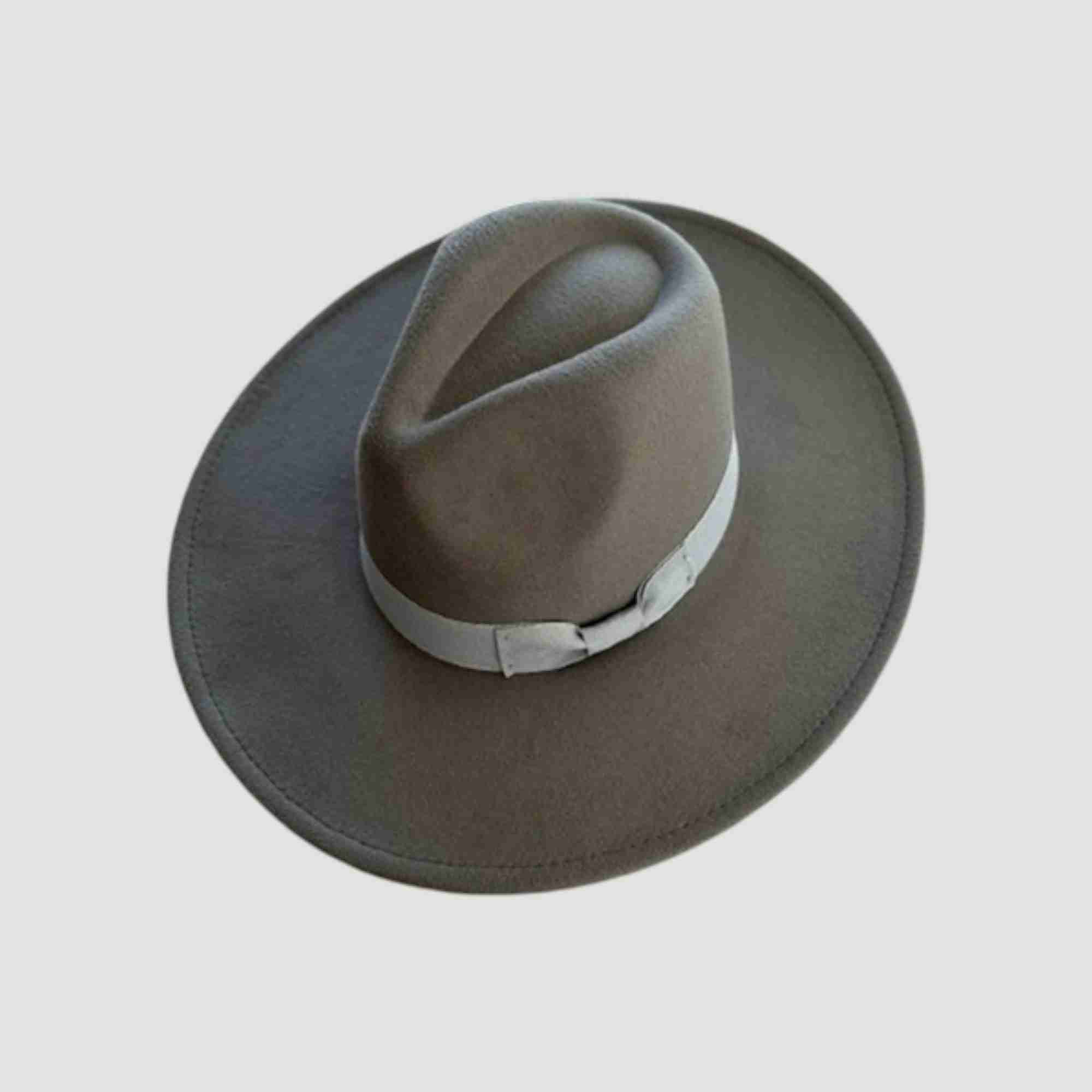 Vegan Felt Wide Brim Panama Rancher Hat Matching grosgrain band-24 Colors