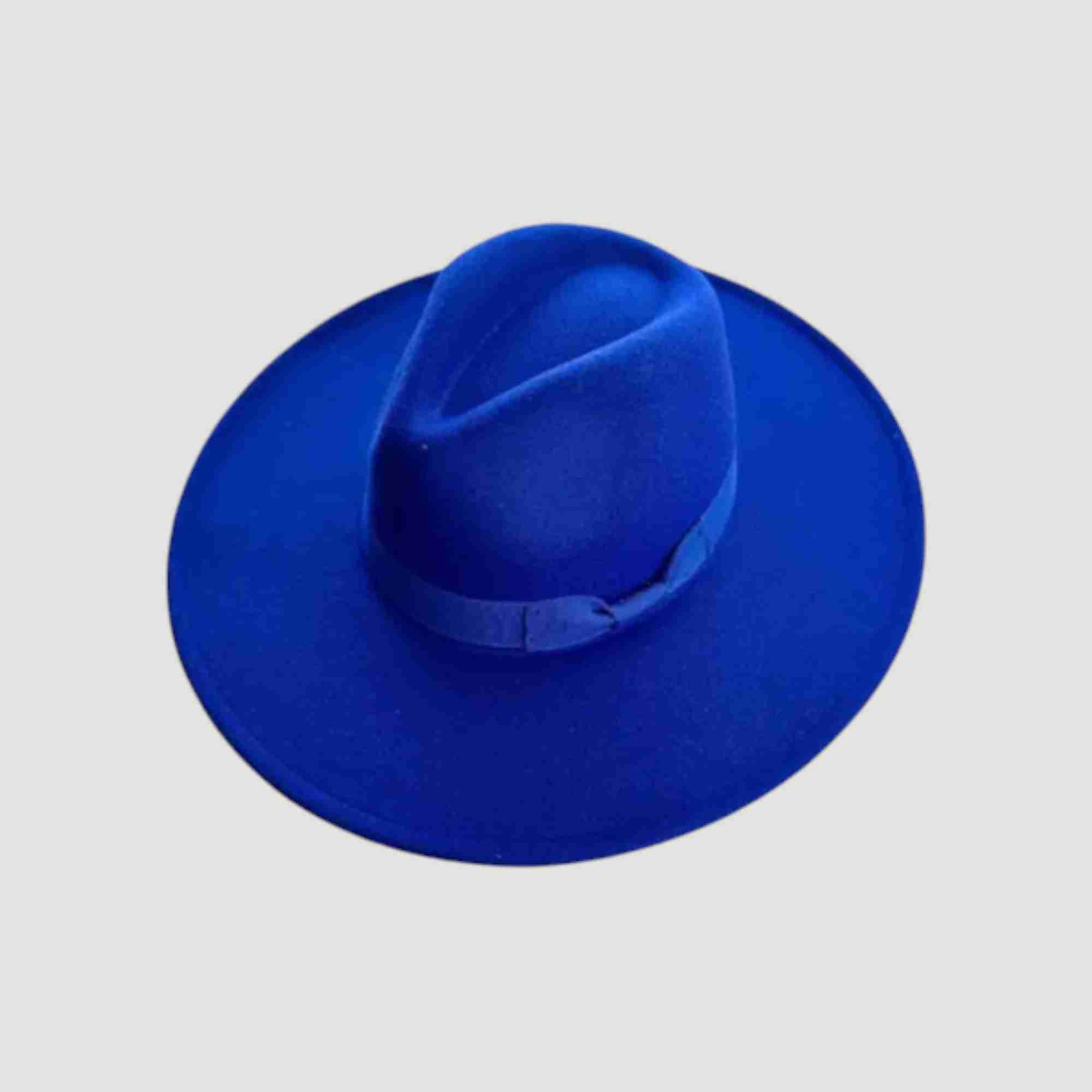 Vegan Felt Wide Brim Panama Rancher Hat Matching grosgrain band-24 Colors
