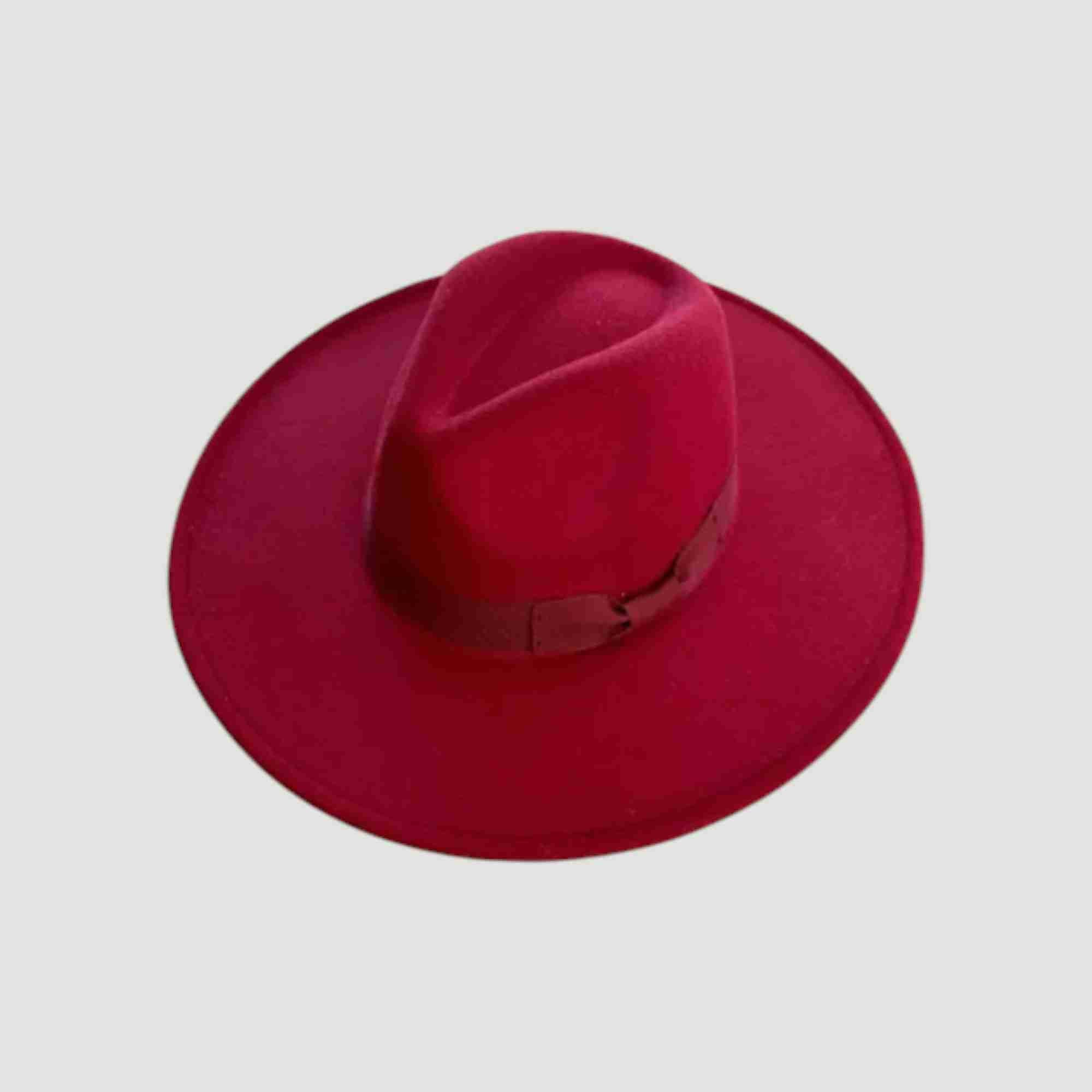 Vegan Felt Wide Brim Panama Rancher Hat Matching grosgrain band-24 Colors