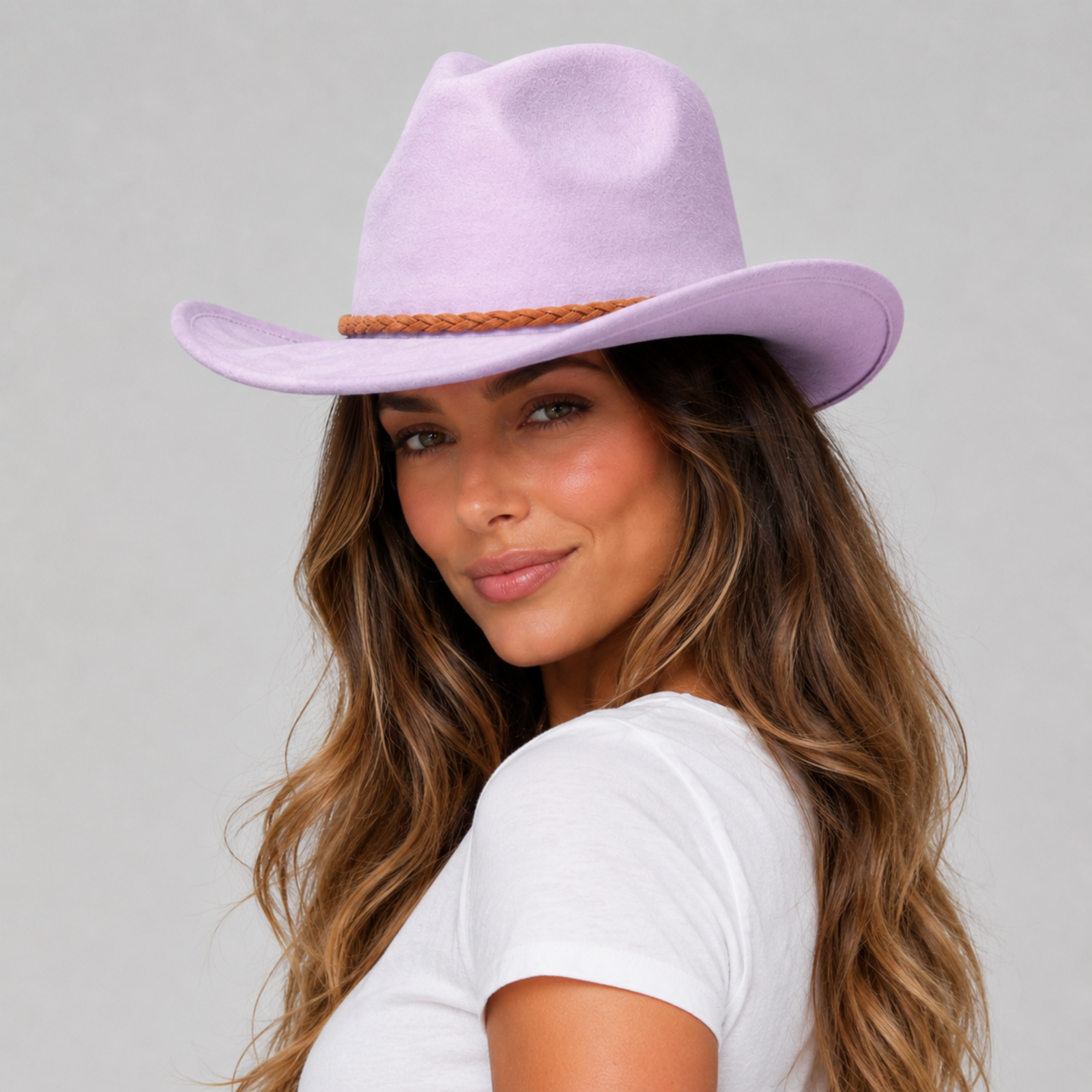 Vegan Suede Cowboy Hat – Braided Band Western