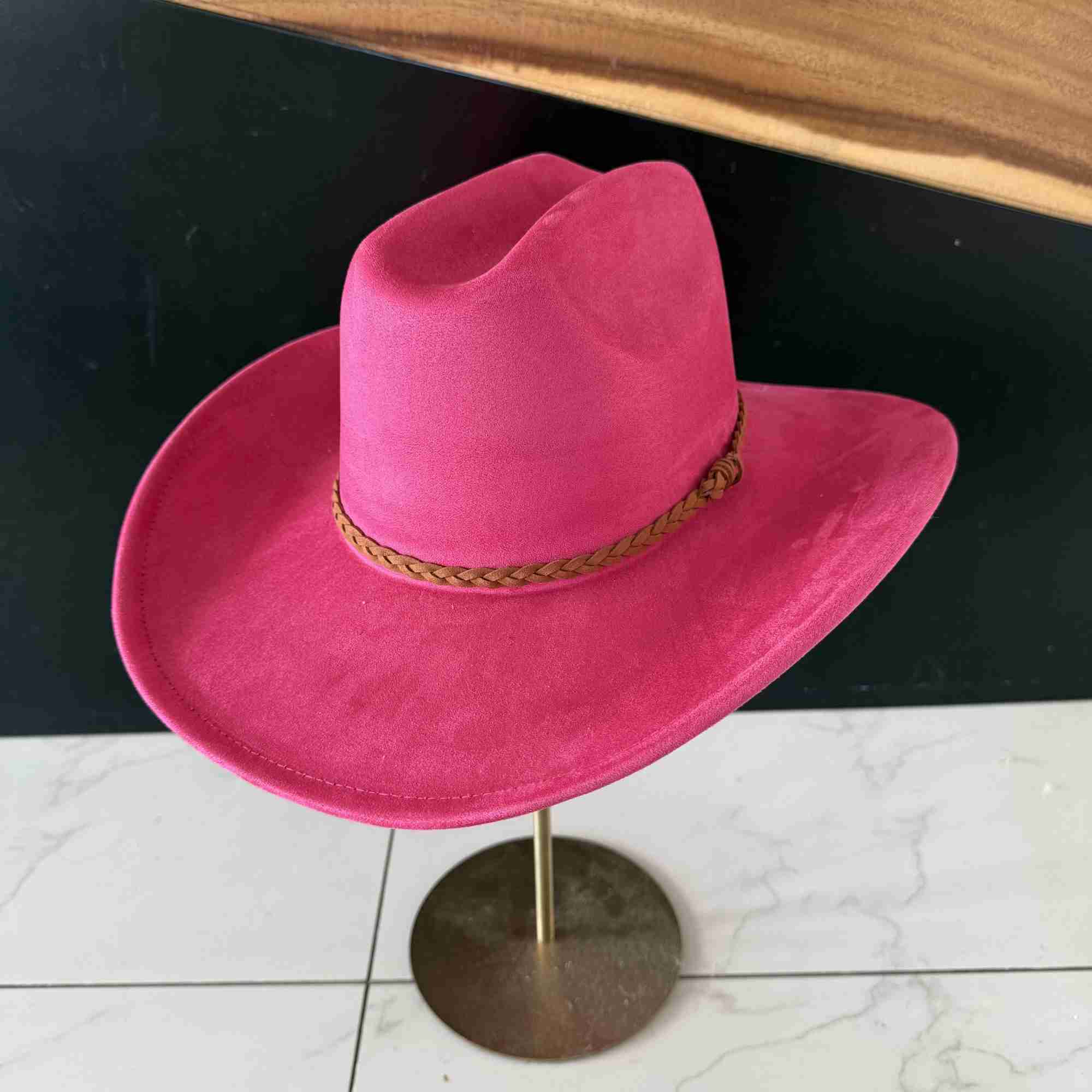 Vegan Suede Cattleman Hat W/Braide suede hat band