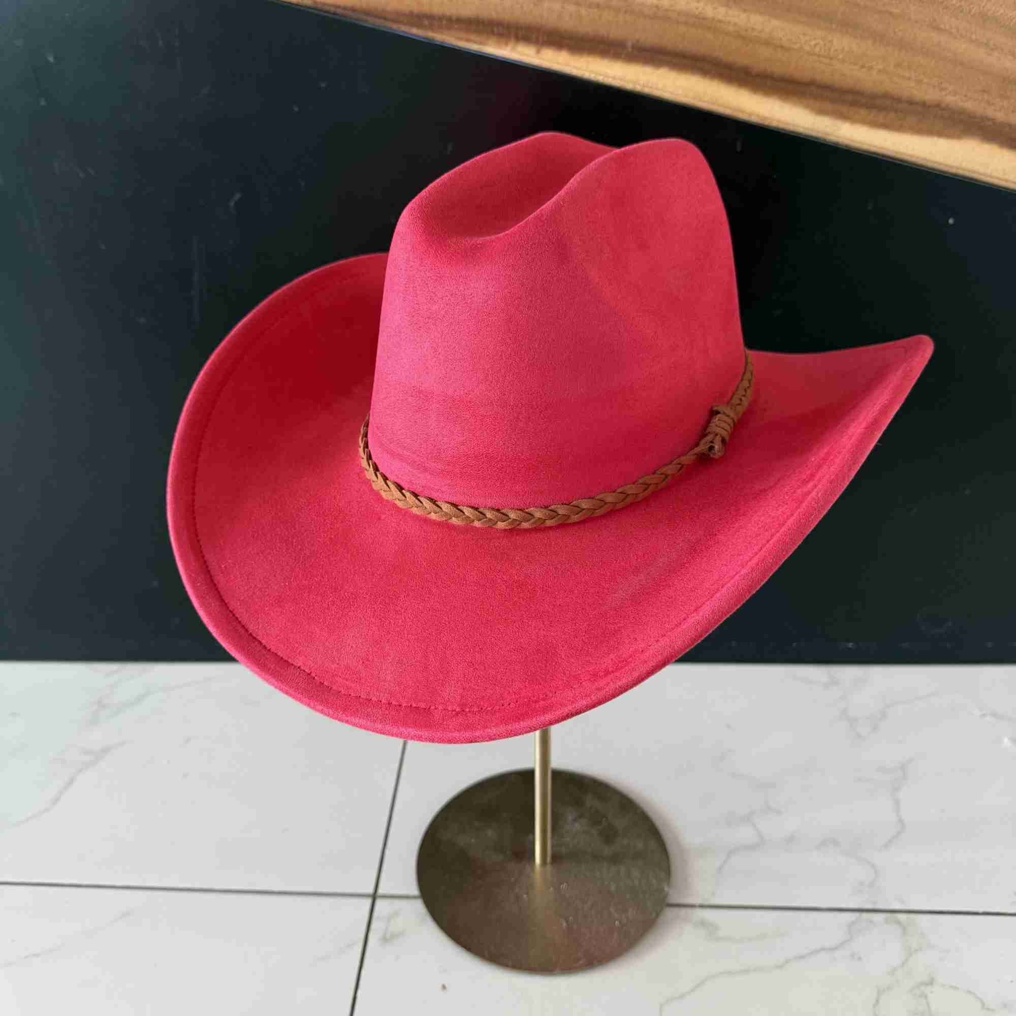 Vegan Suede Cattleman Hat W/Braide suede hat band
