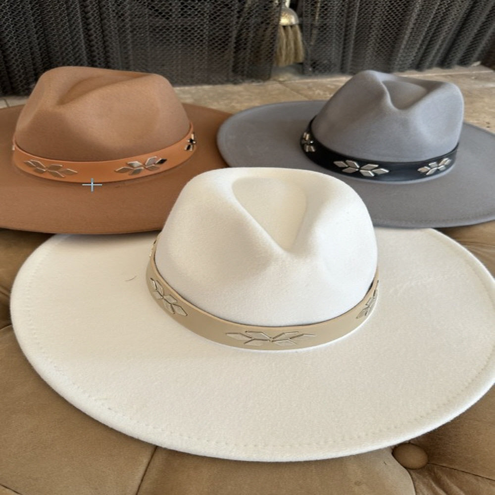 VEGAN FELT FEDORA  W/ LEATHER BELT