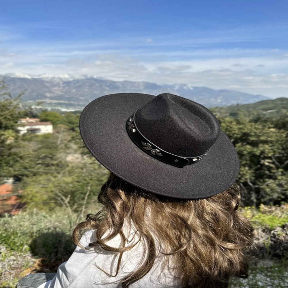 VEGAN FELT FEDORA  W/ LEATHER BELT