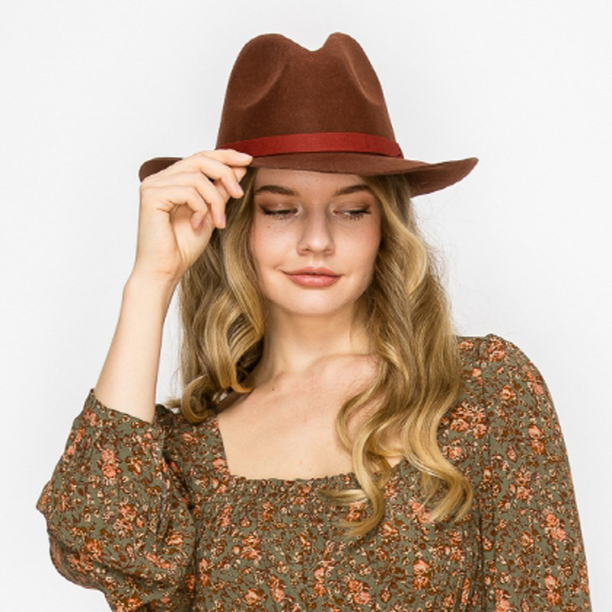 WOOL PENCIL BRIM HAT-BROWN