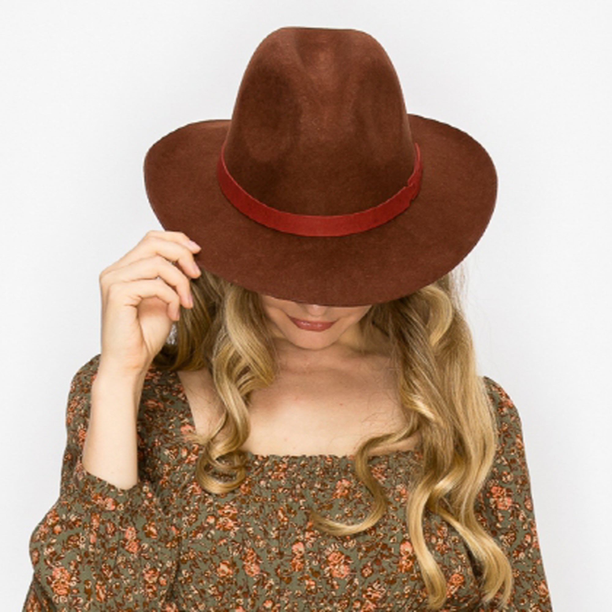 WOOL PENCIL BRIM HAT-BROWN