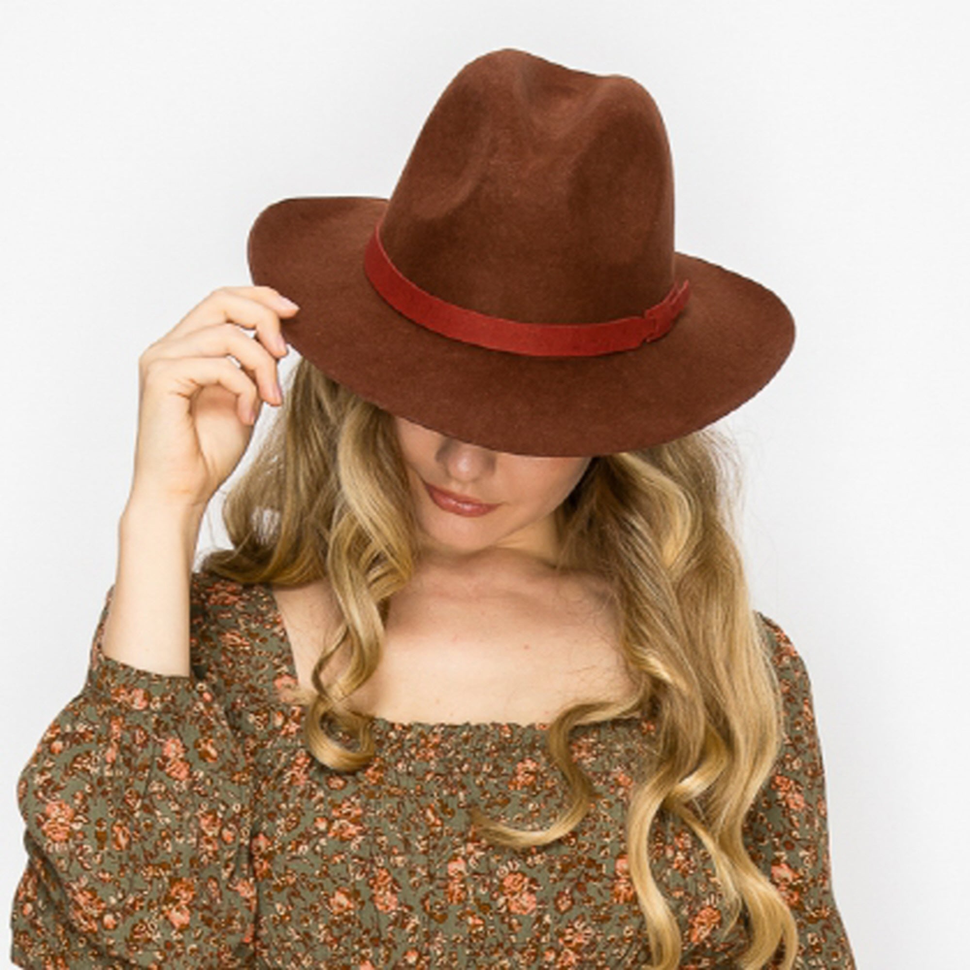 WOOL PENCIL BRIM HAT-BROWN