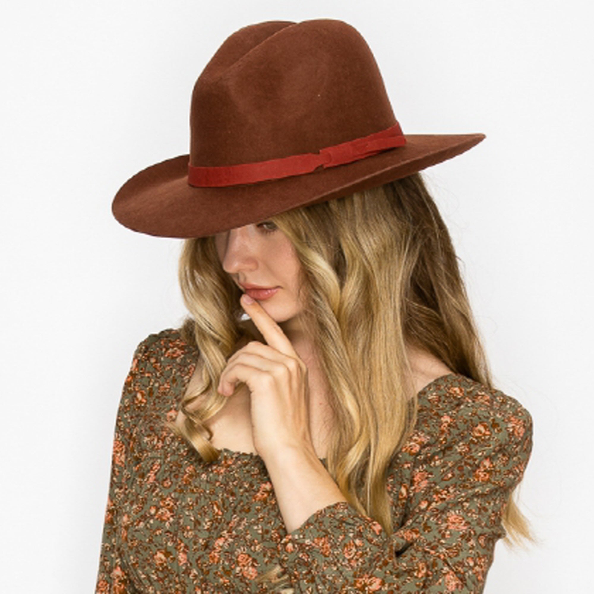 WOOL PENCIL BRIM HAT-BROWN