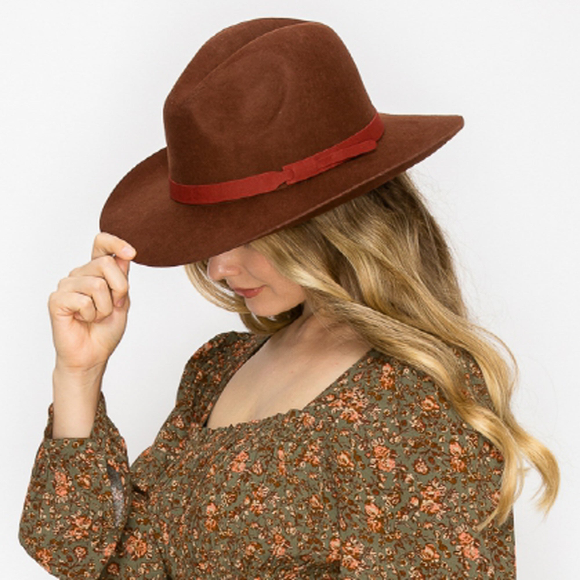 WOOL PENCIL BRIM HAT-BROWN