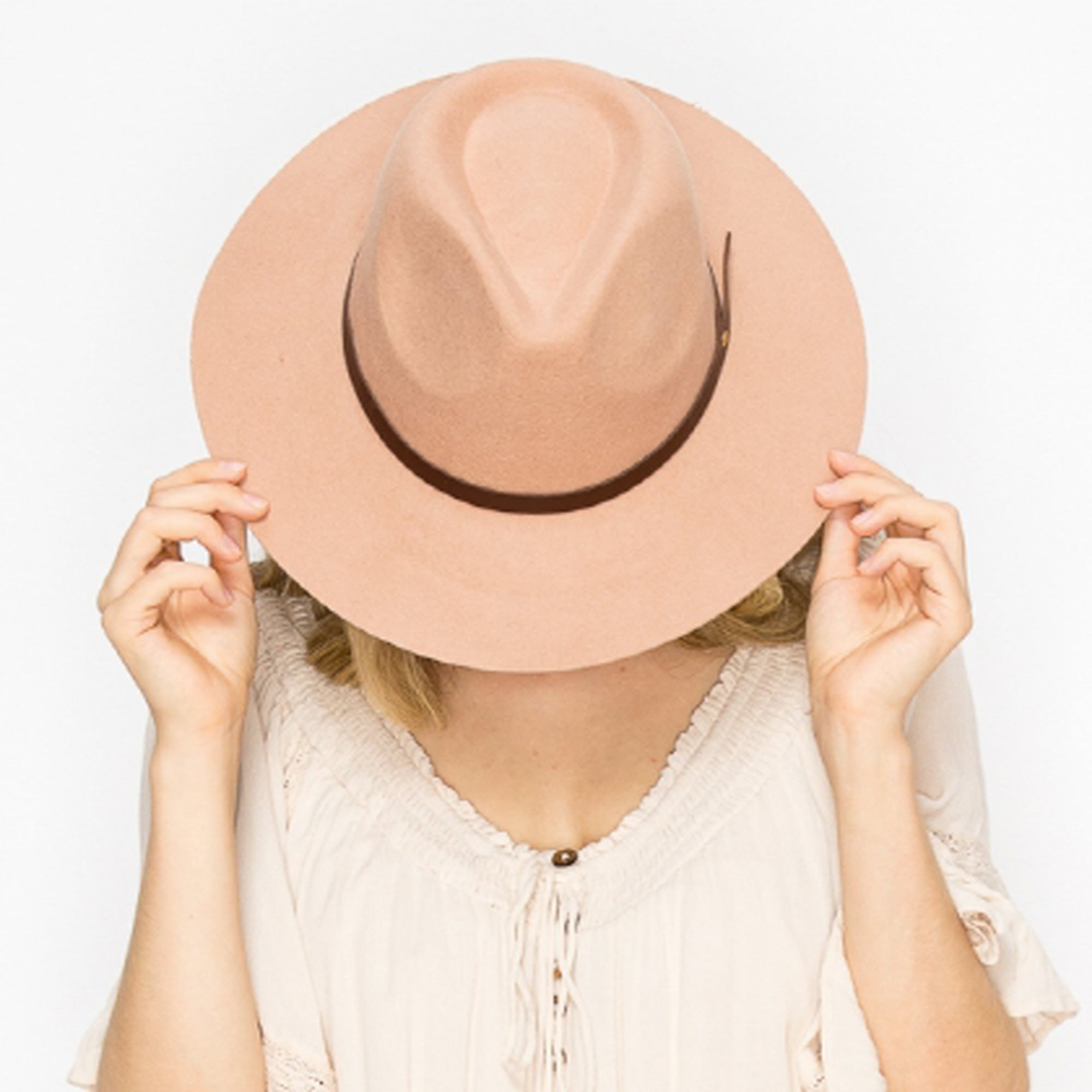 WOOL RANCHER HAT WITH LEATHER BELT-CAMEL