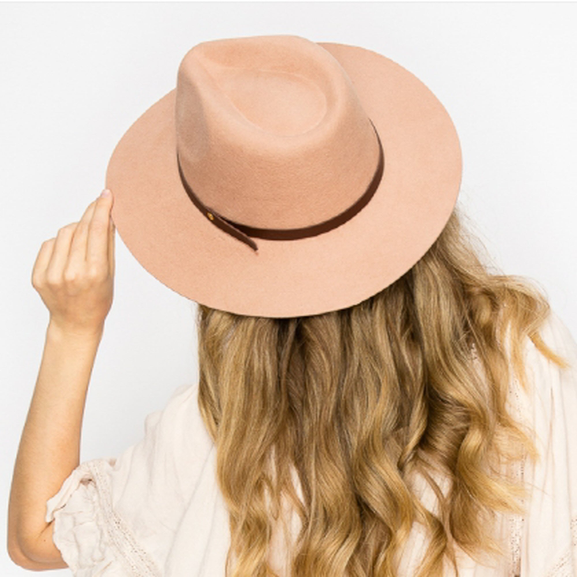 WOOL RANCHER HAT WITH LEATHER BELT-CAMEL