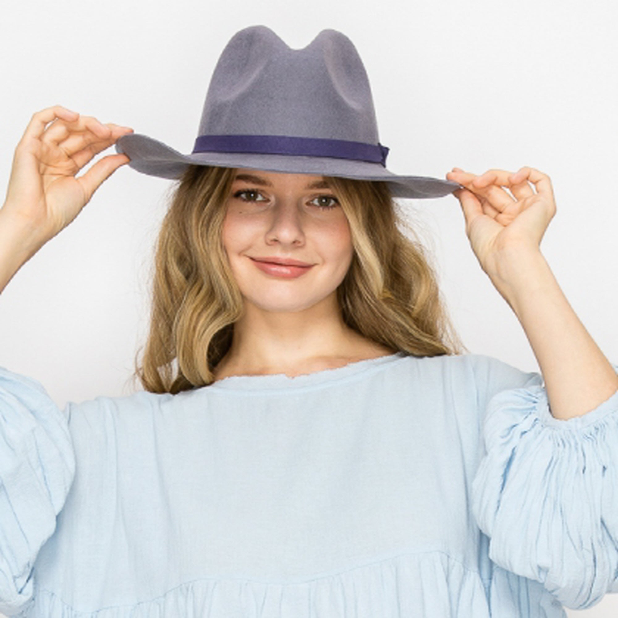 WOOL PENCIL BRIM HAT-GREY