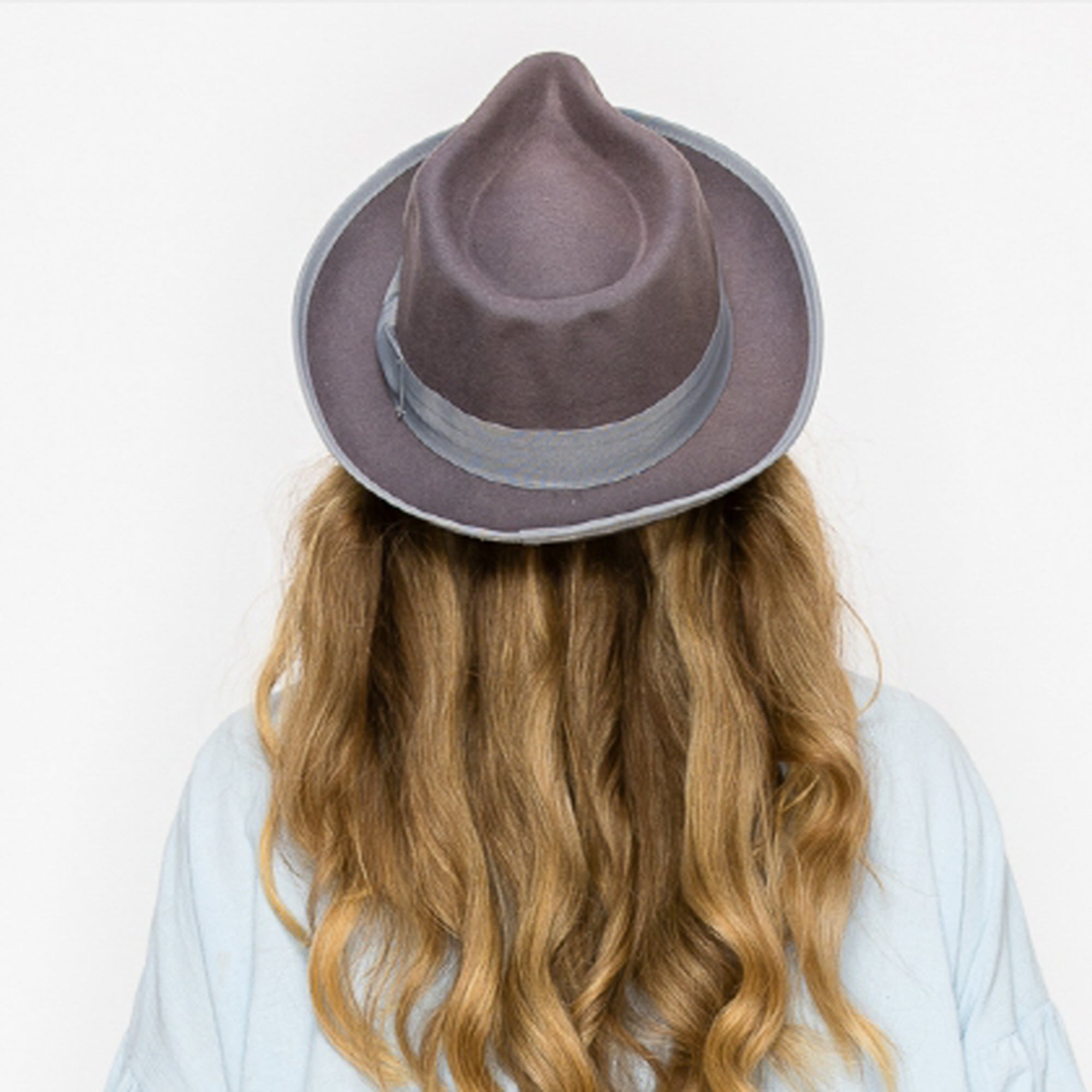 CLASSIC WOOK FEDORA WITH RIBBON-GREY