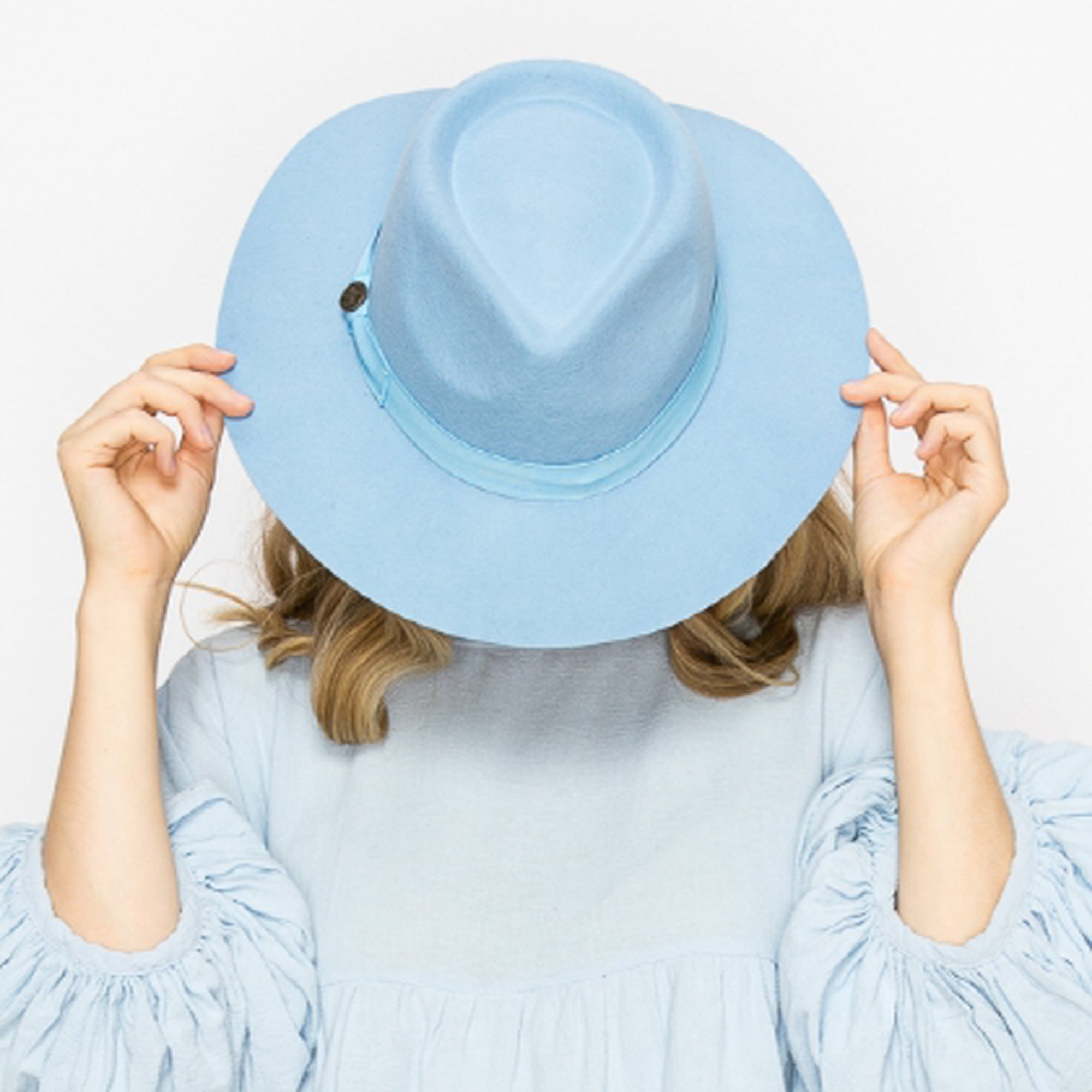 WOOL RANCHER HAT WITH GROSGRAIN RIBBONE-BLUE