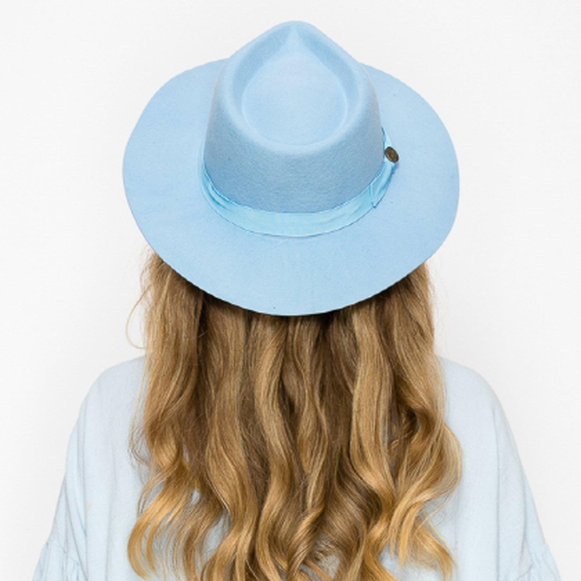 WOOL RANCHER HAT WITH GROSGRAIN RIBBONE-BLUE