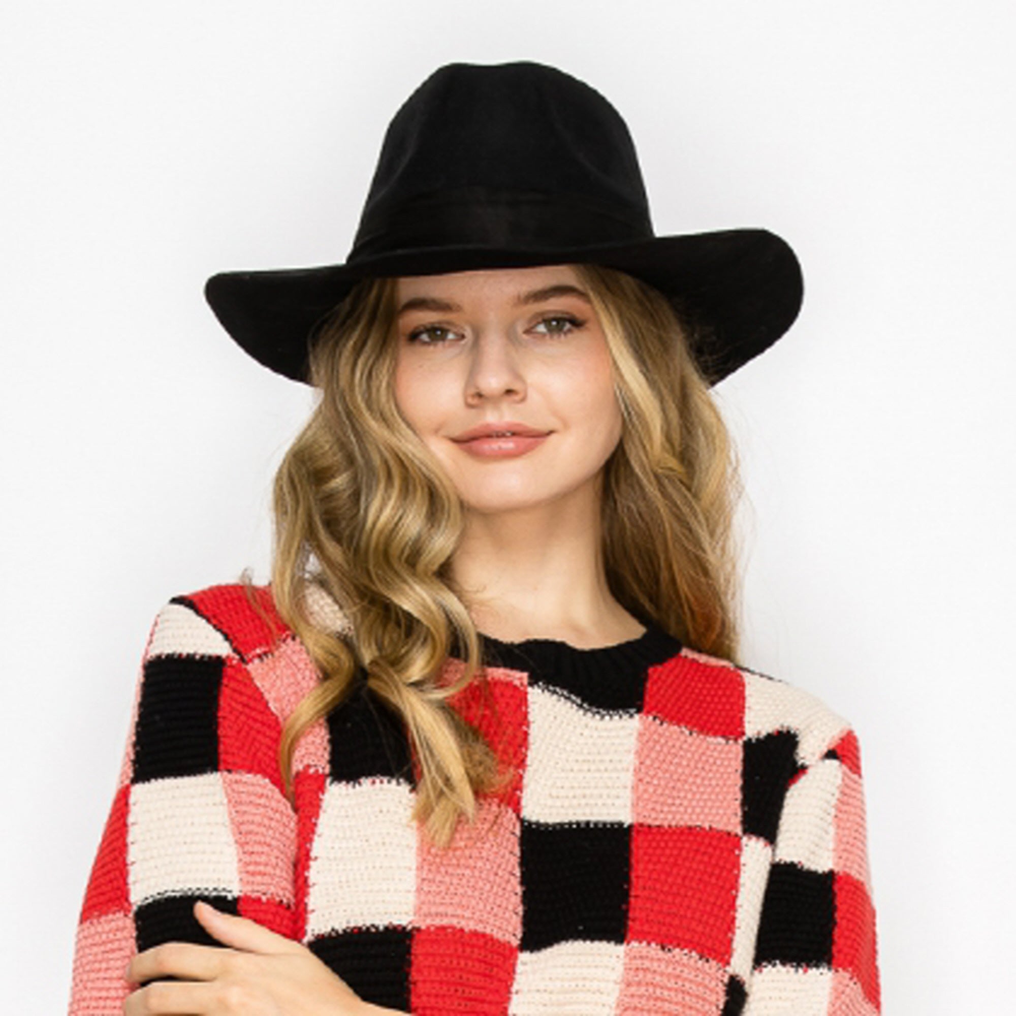 WOOL RANCHER HAT WITH VELVET BAND-BLACK