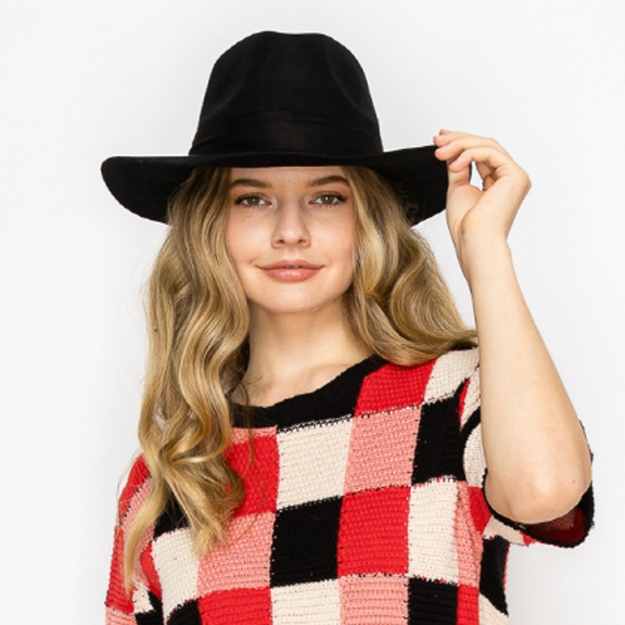 WOOL RANCHER HAT WITH VELVET BAND-BLACK