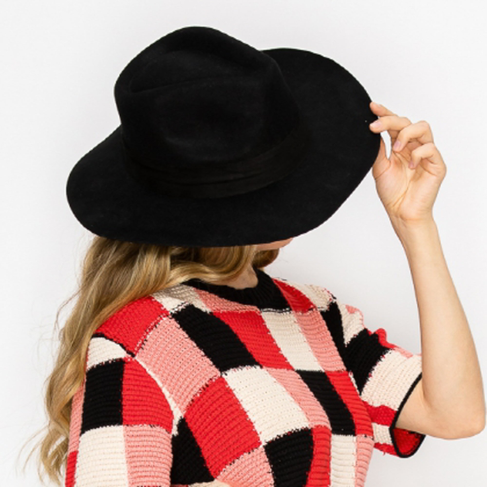 WOOL RANCHER HAT WITH VELVET BAND-BLACK