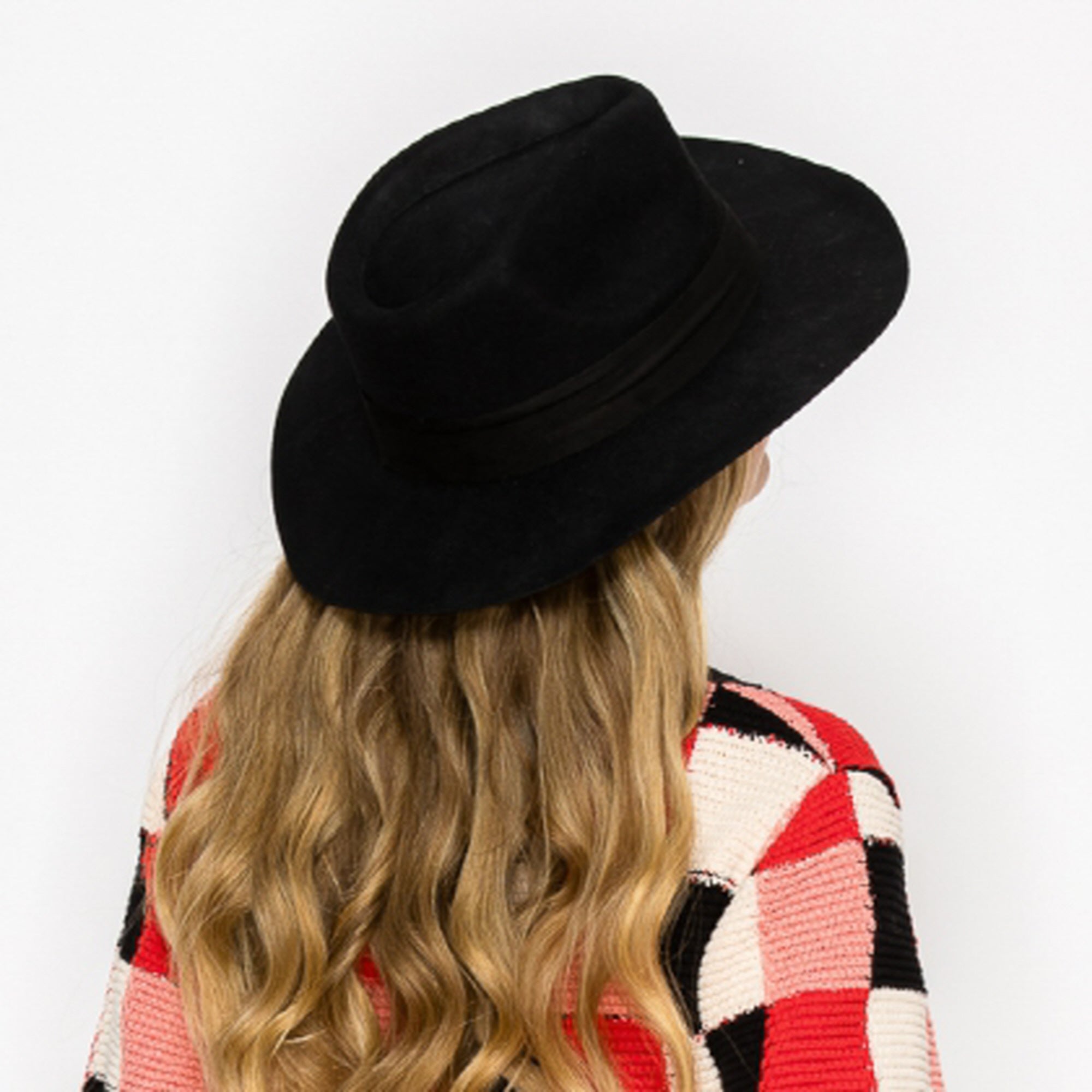 WOOL RANCHER HAT WITH VELVET BAND-BLACK