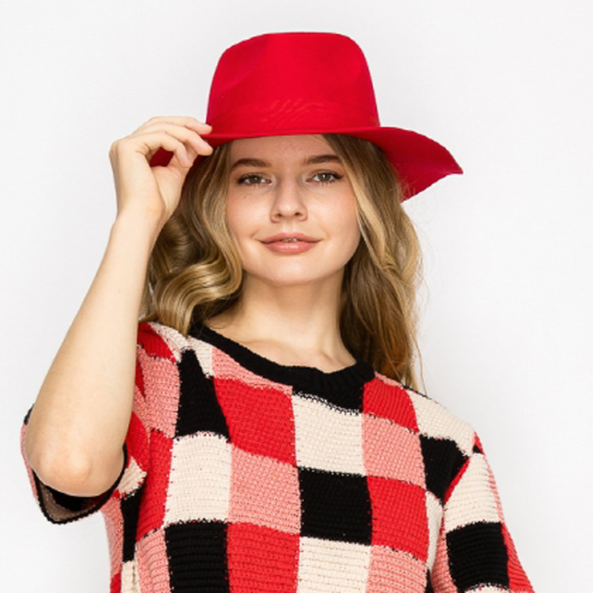 WOOL RANCHER HAT WITH GROSGRAIN RIBBONE-RED