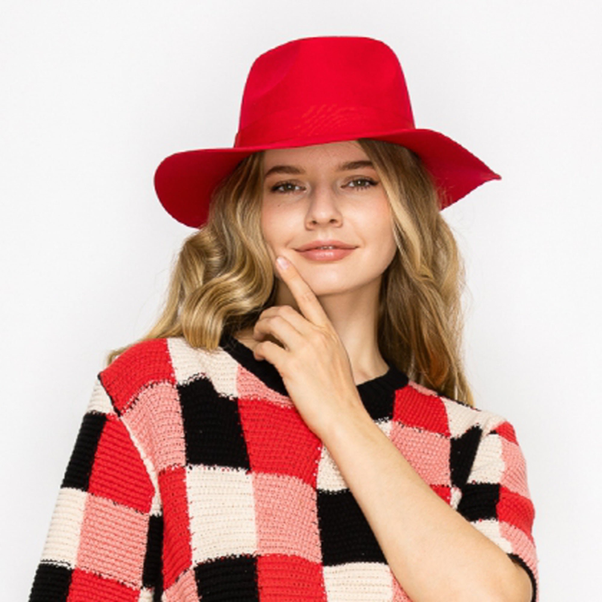 WOOL RANCHER HAT WITH GROSGRAIN RIBBONE-RED