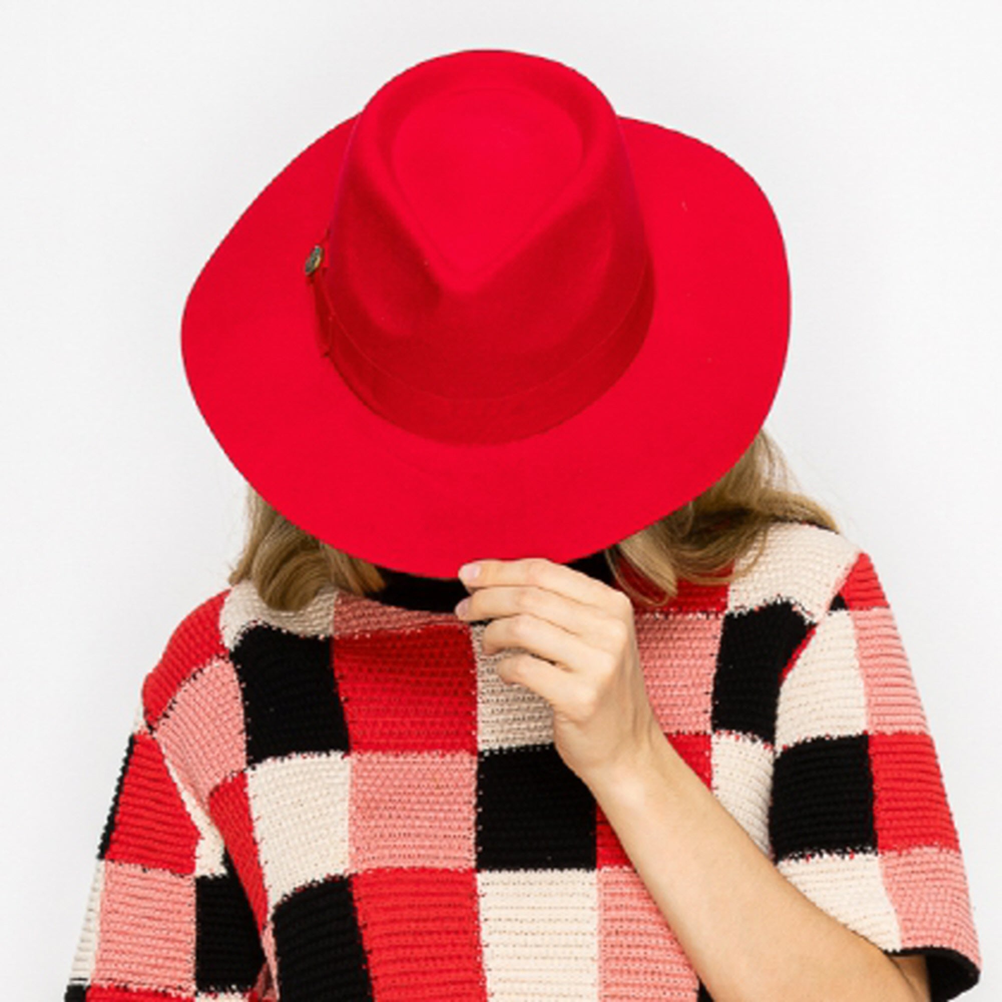 WOOL RANCHER HAT WITH GROSGRAIN RIBBONE-RED