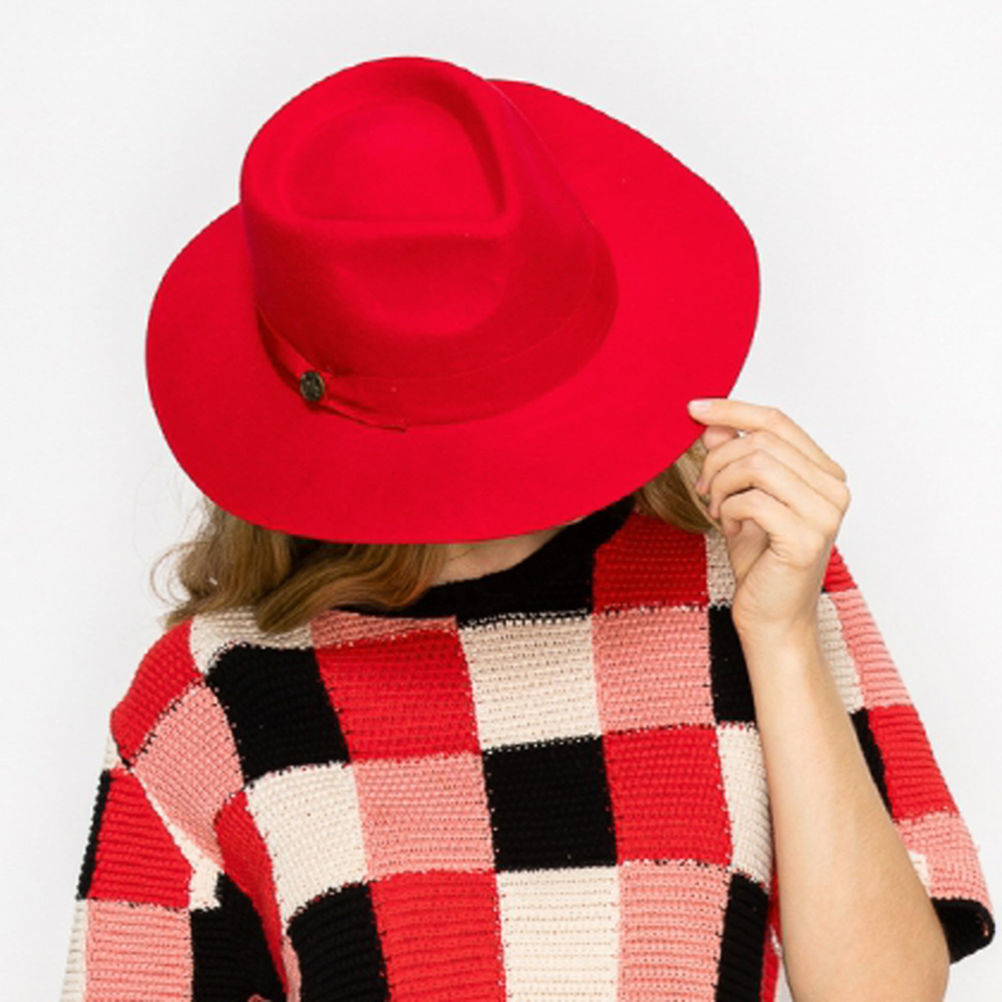 WOOL RANCHER HAT WITH GROSGRAIN RIBBONE-RED