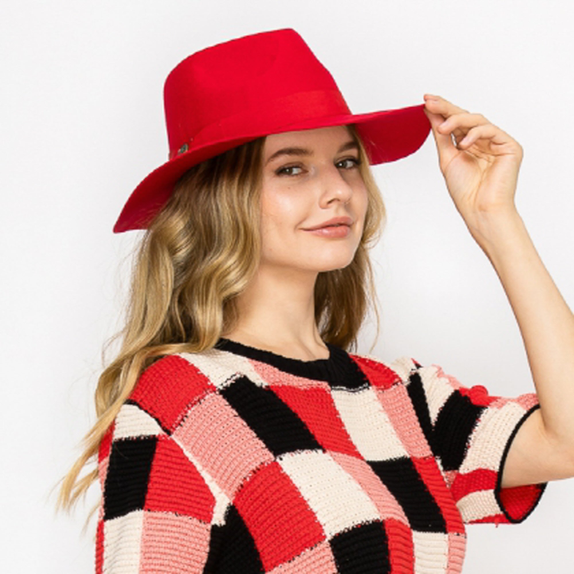 WOOL RANCHER HAT WITH GROSGRAIN RIBBONE-RED