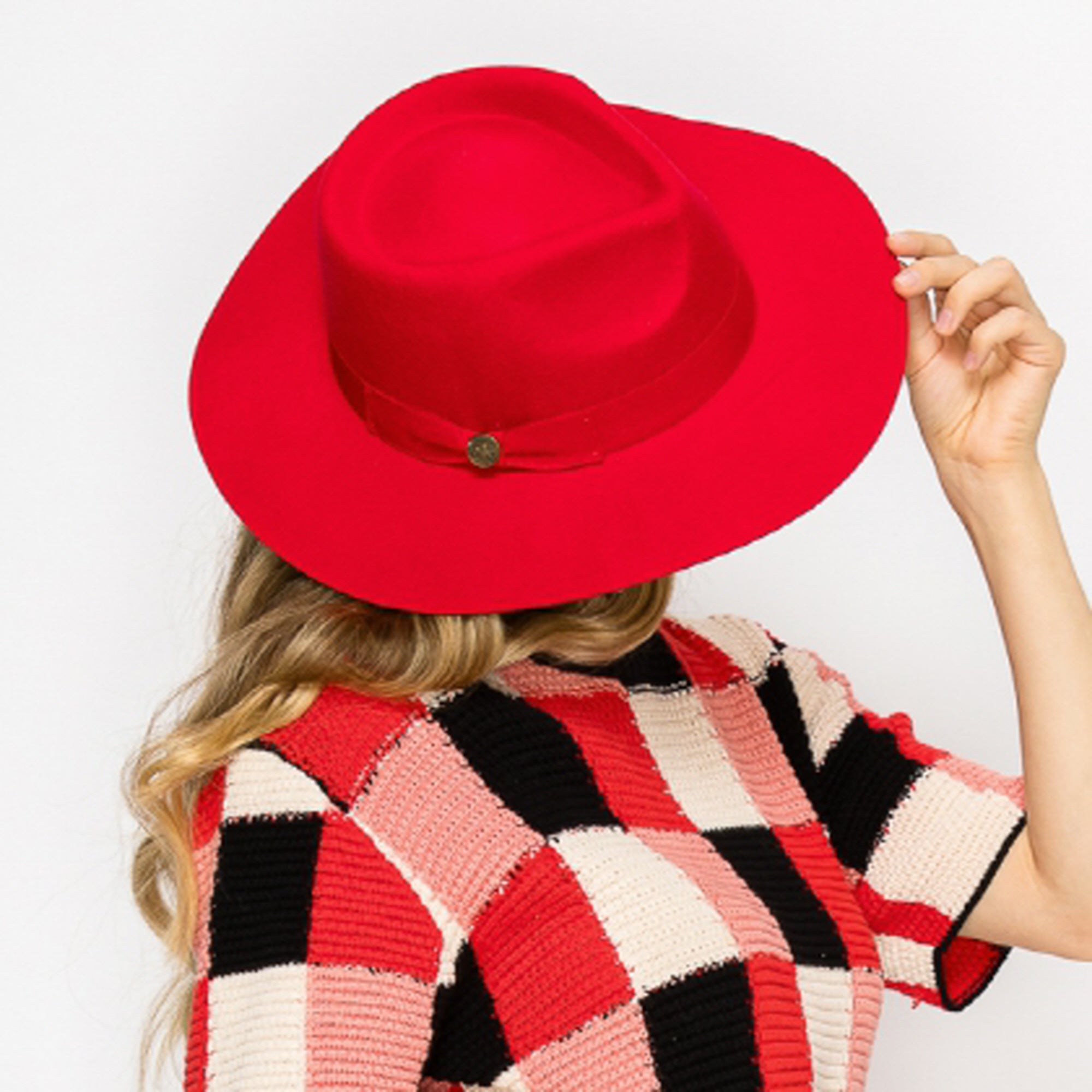 WOOL RANCHER HAT WITH GROSGRAIN RIBBONE-RED